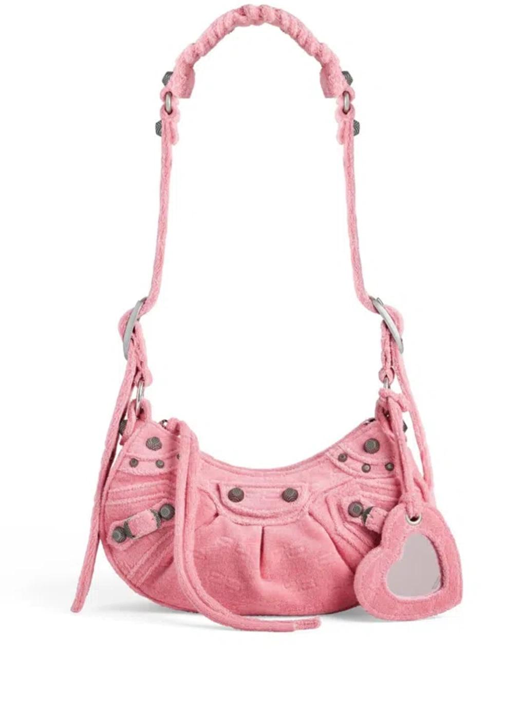 BALENCIAGA Women Pink Nappa Leather Le Cagole Xs Crossbody Bag Product Image