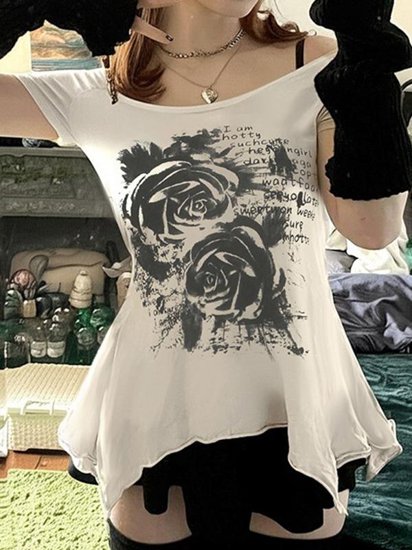 Vintage Print Oversized Short Sleeve Tee Product Image