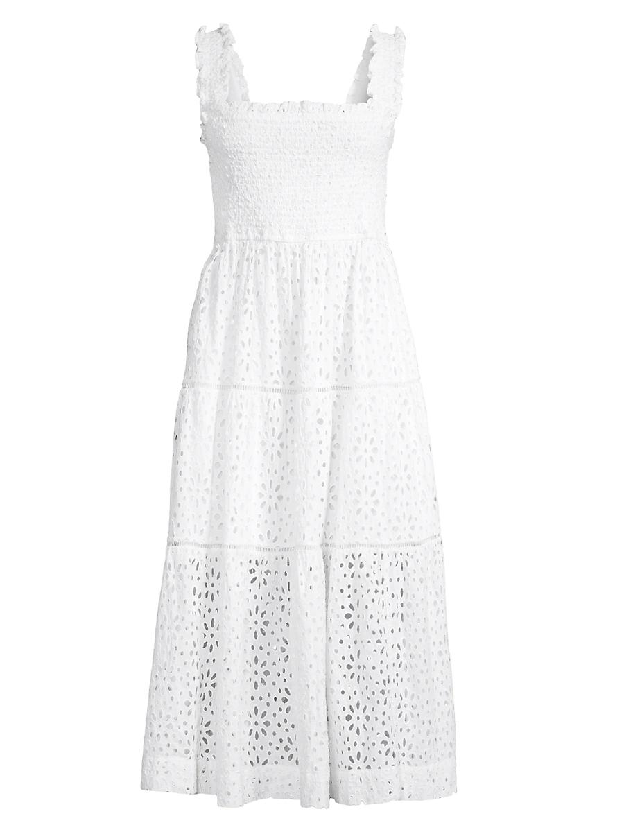 Womens Kristen Cotton Eyelet Midi-Dress Product Image