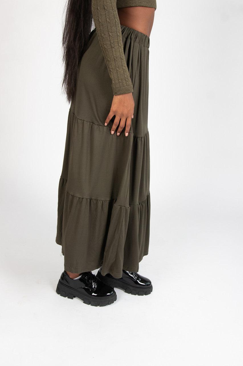 Tiered Button Front Maxi Skirt Product Image