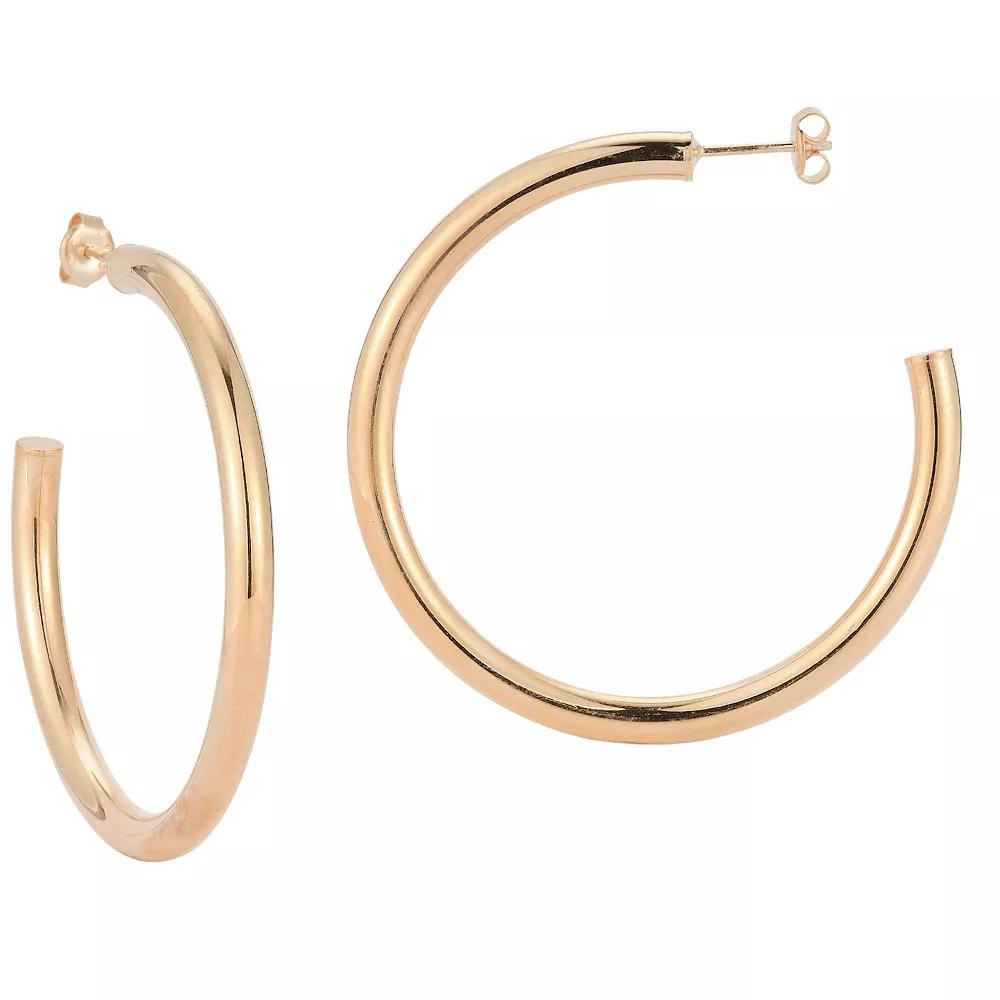 Sunkissed Sterling 14k Gold Over Silver Thick Hoop Earrings, Women's, Rose Gold Tone Product Image