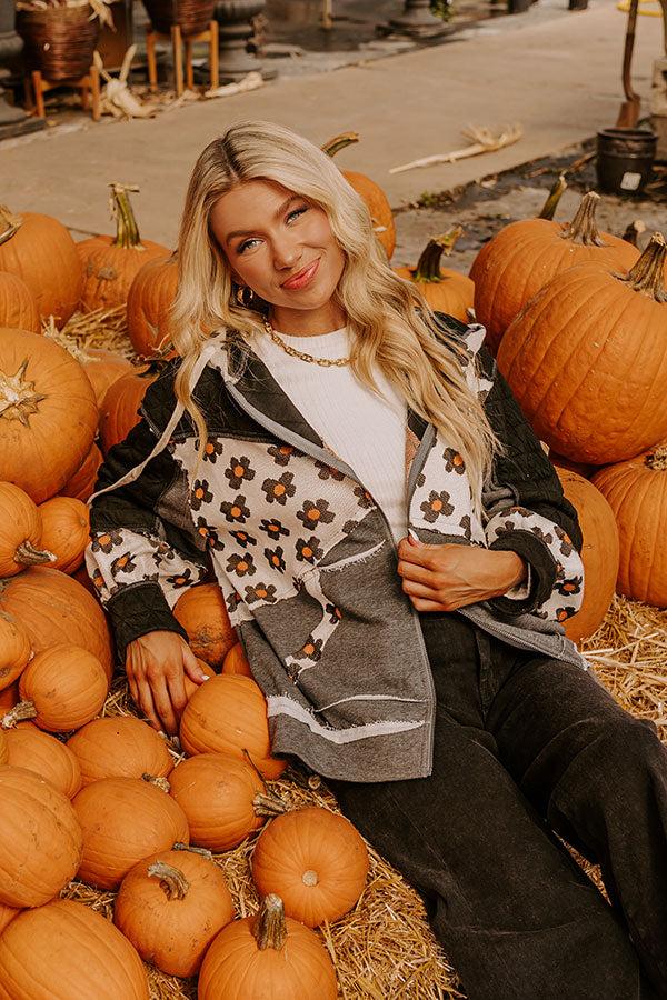 Falling For Autumn Quilted Sweater in Black Product Image