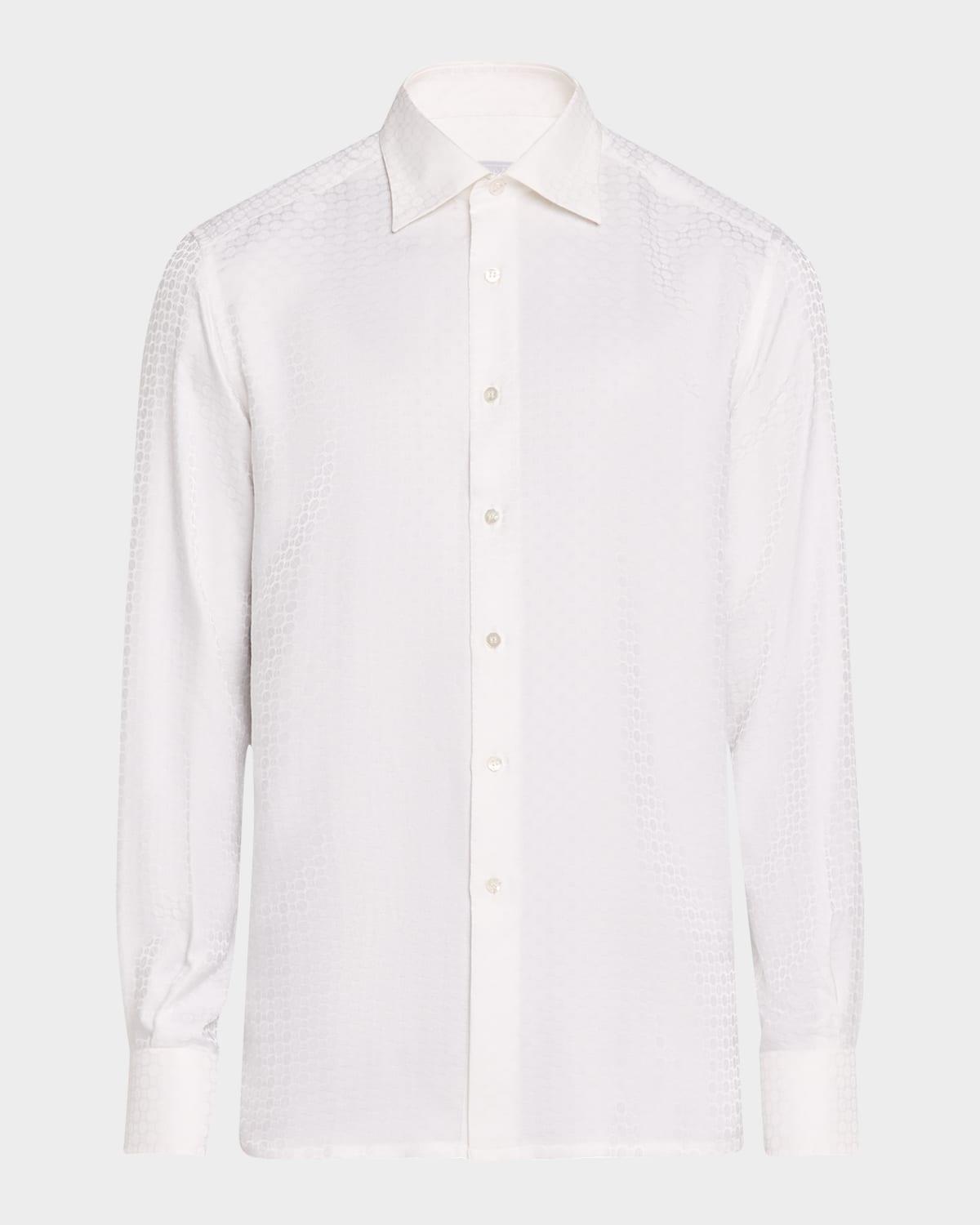 Mens Silk Geometric Jacquard Dress Shirt Product Image