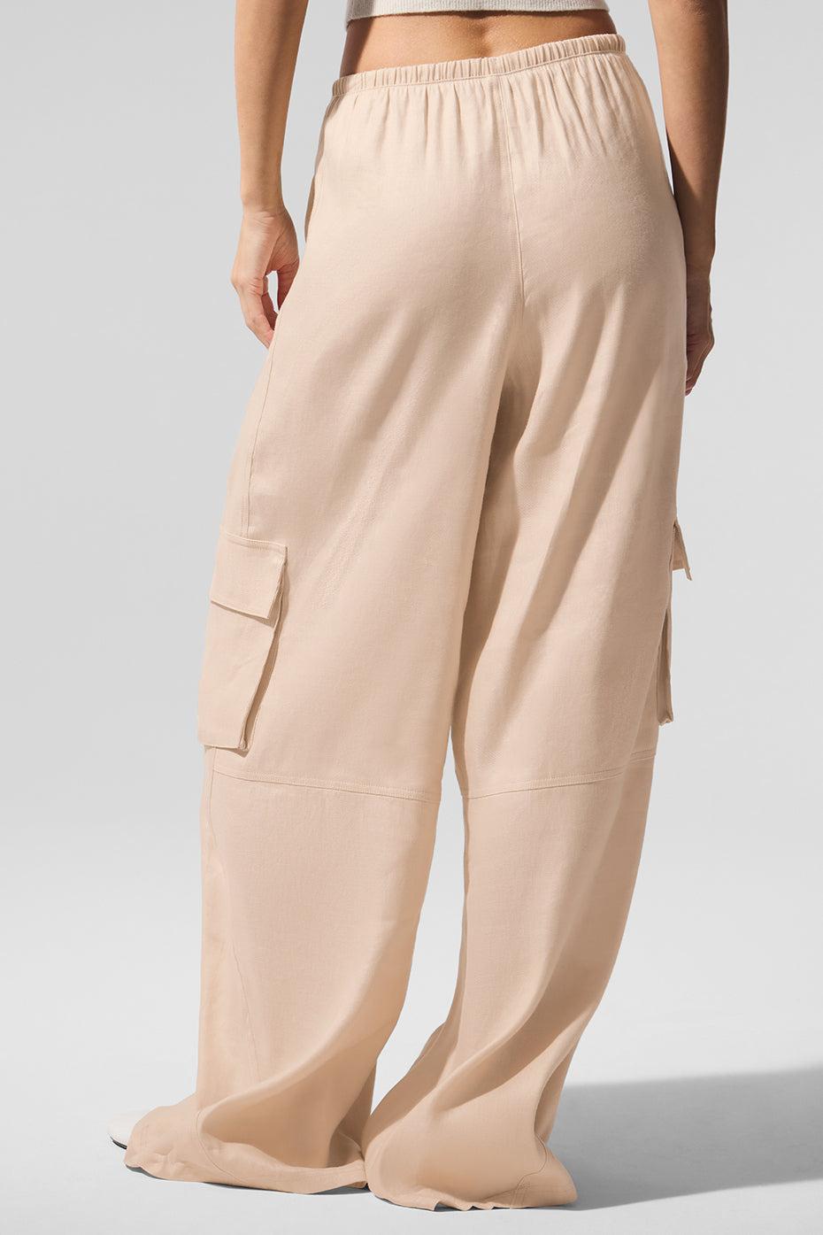Linen Getaway Cargo Wide Leg Pant - Macadamia Product Image