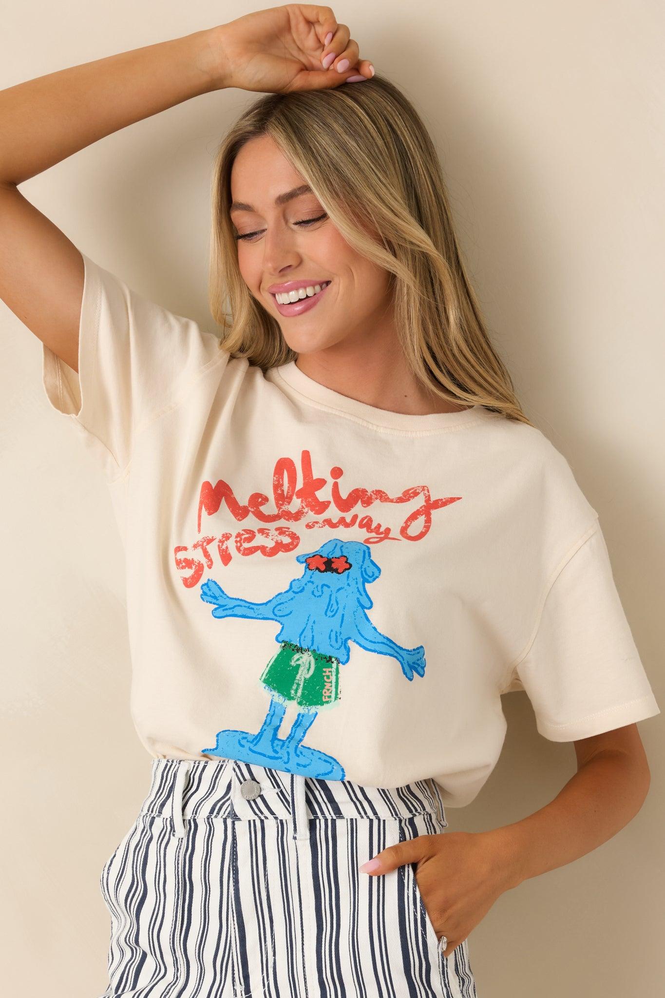 FRNCH Elodea Ivory Multi Cotton Graphic T-Shirt Product Image