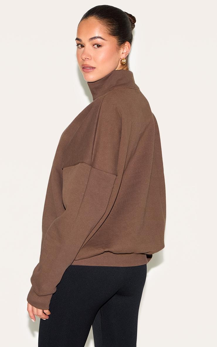 Espresso Premium High Neck Quarter Zip Oversized Sweatshirt Product Image
