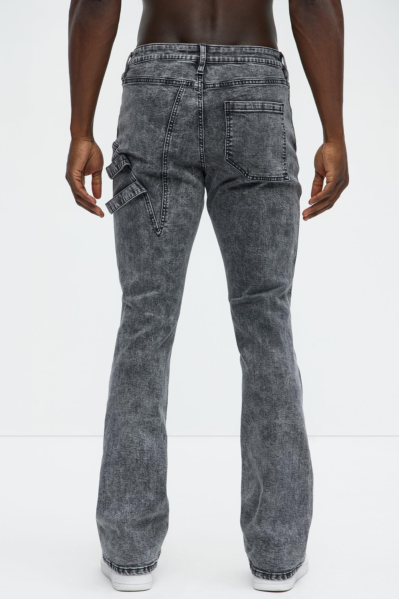 Daly Asymmetrical Stacked Slim Flare Jeans - Grey Product Image