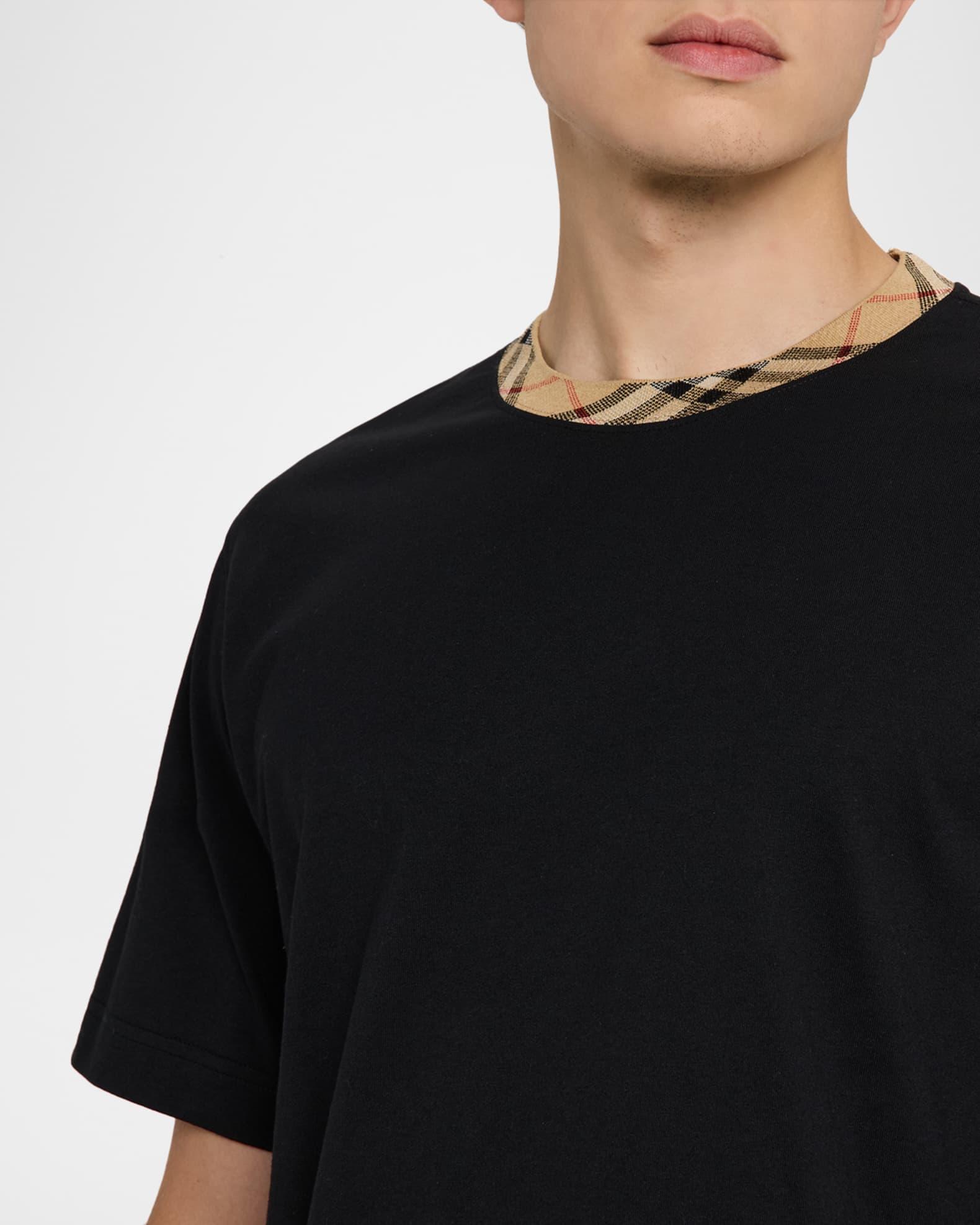 Men's Cotton Check-Trim Crewneck T-Shirt Product Image