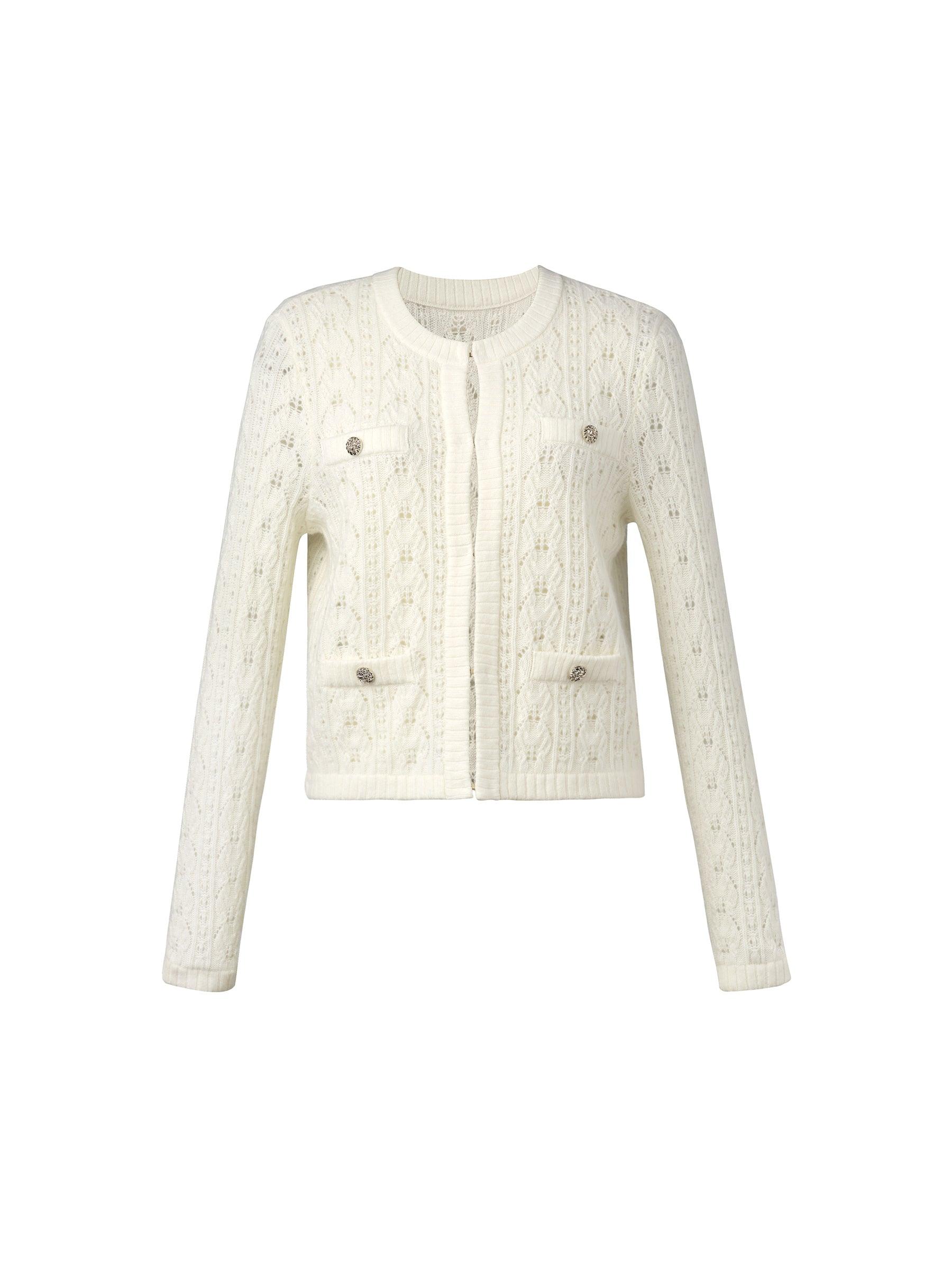 100% Wool Open Knit Women Cardigan Product Image