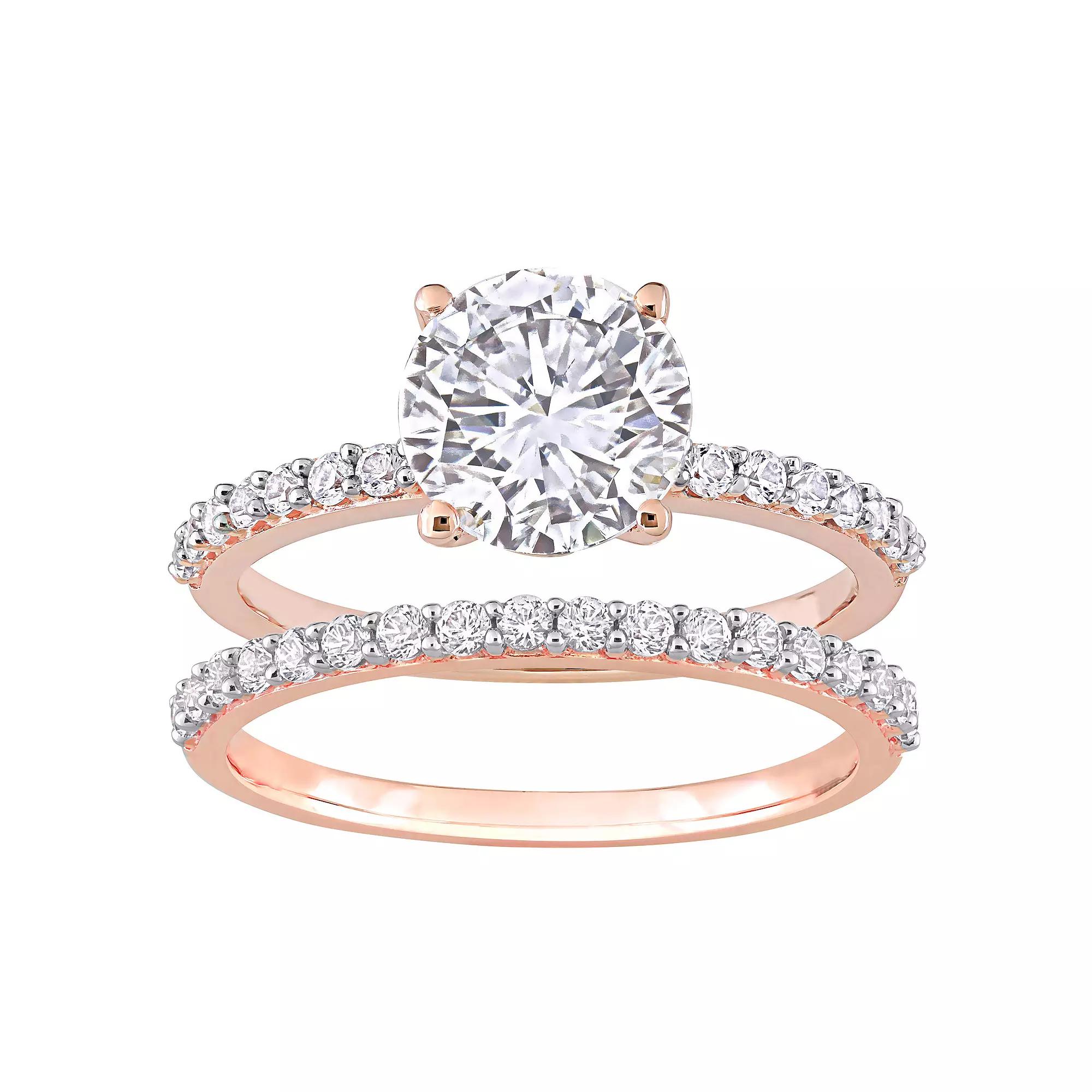 Stella Grace 10k Rose Gold Lab-Created White Sapphire Engagement Ring Set, Women's,  Product Image