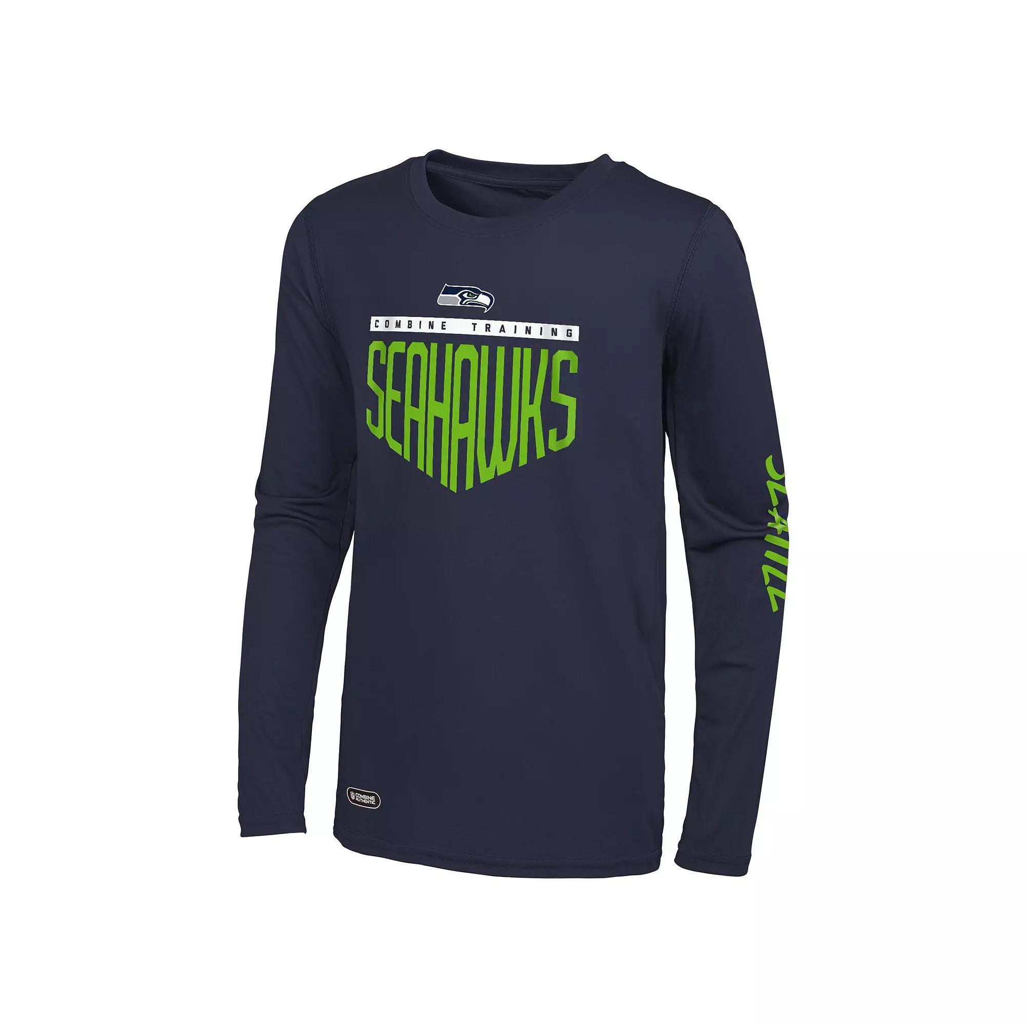 Men's Navy Seattle Seahawks Impact Long Sleeve T-Shirt, Size: XL, Blue Product Image