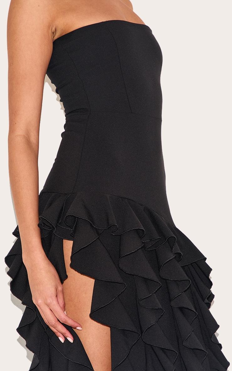 Black Bandeau Frill Detail Maxi Dress Product Image
