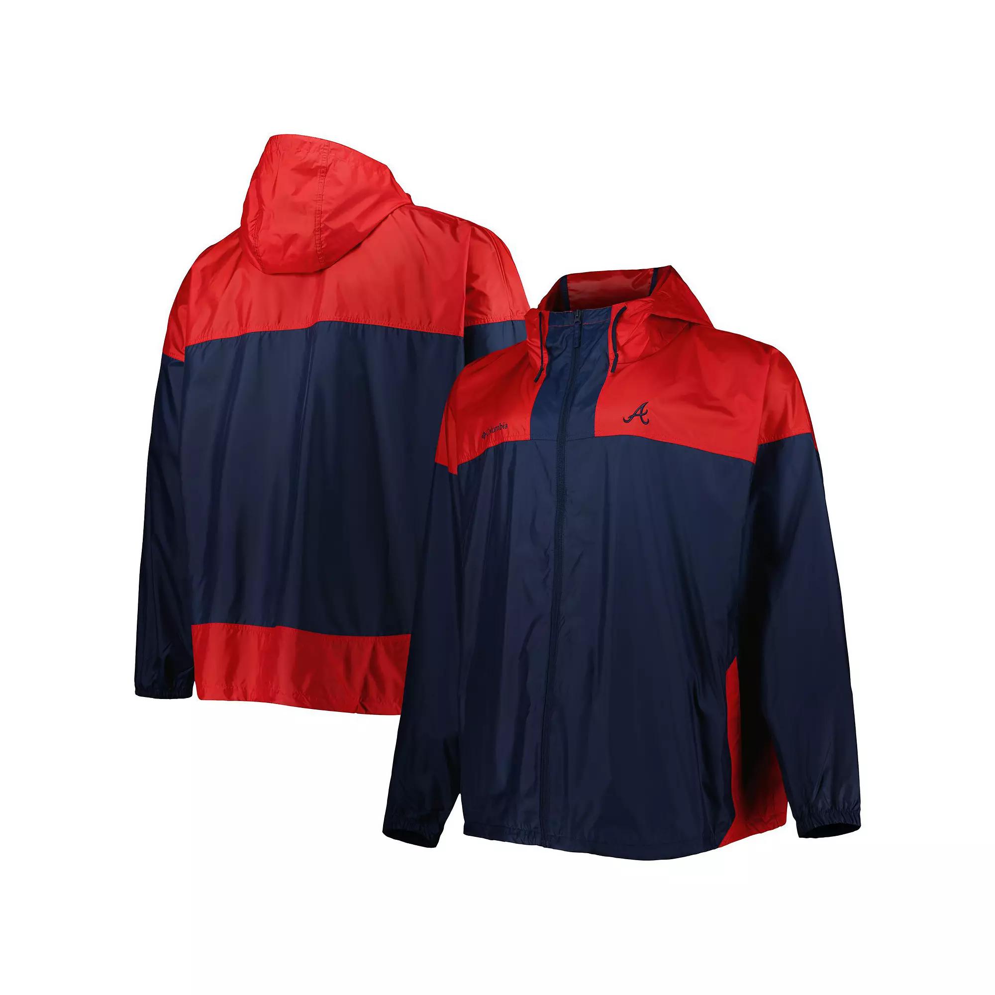 Men's Columbia Navy Atlanta Braves Flash Forward Challenger Omni-Shade Full-Zip Windbreaker, Size: 3XB, Blue Product Image