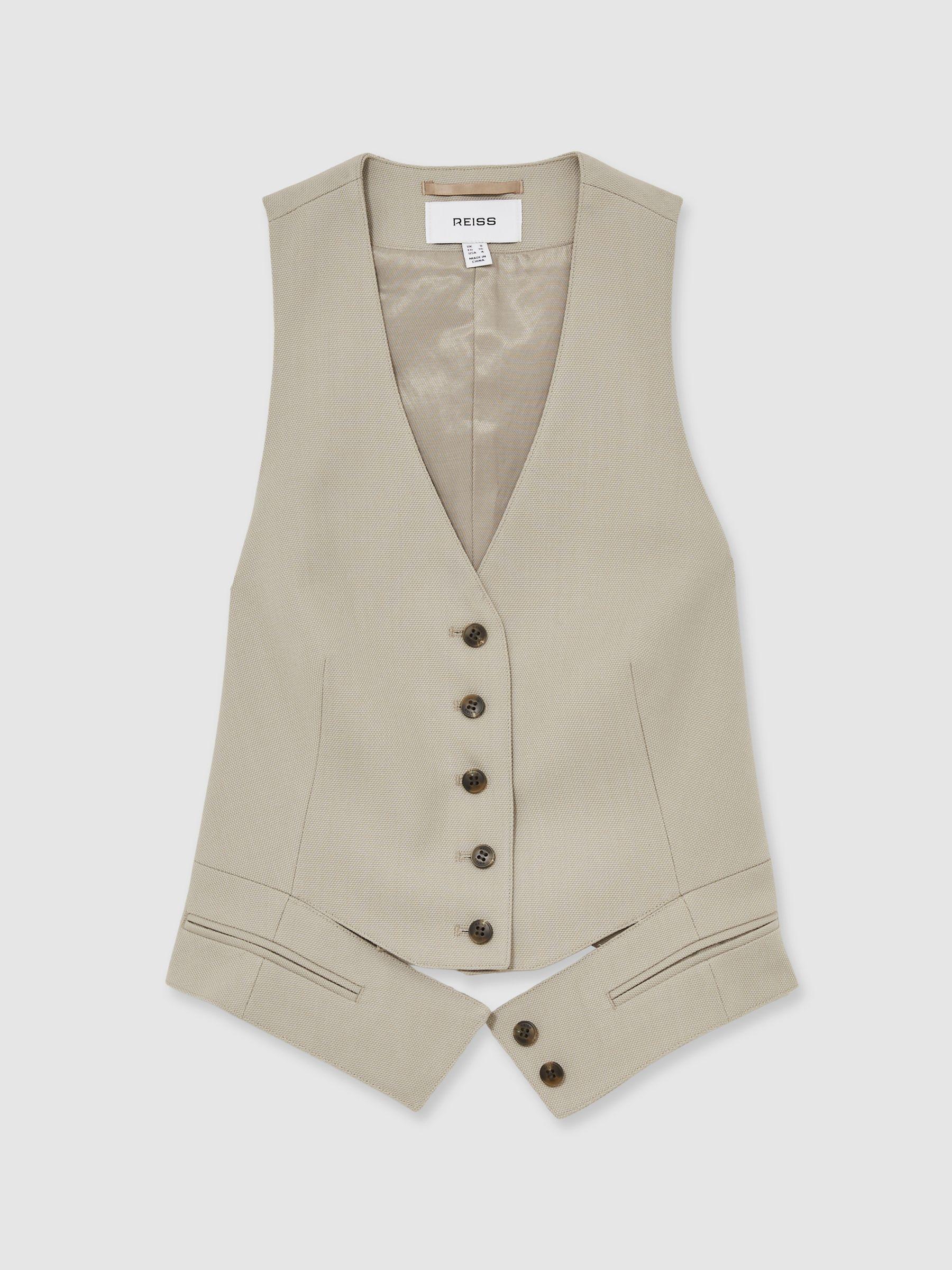 Wool-Blend Textured Waistcoat in Neutral Product Image