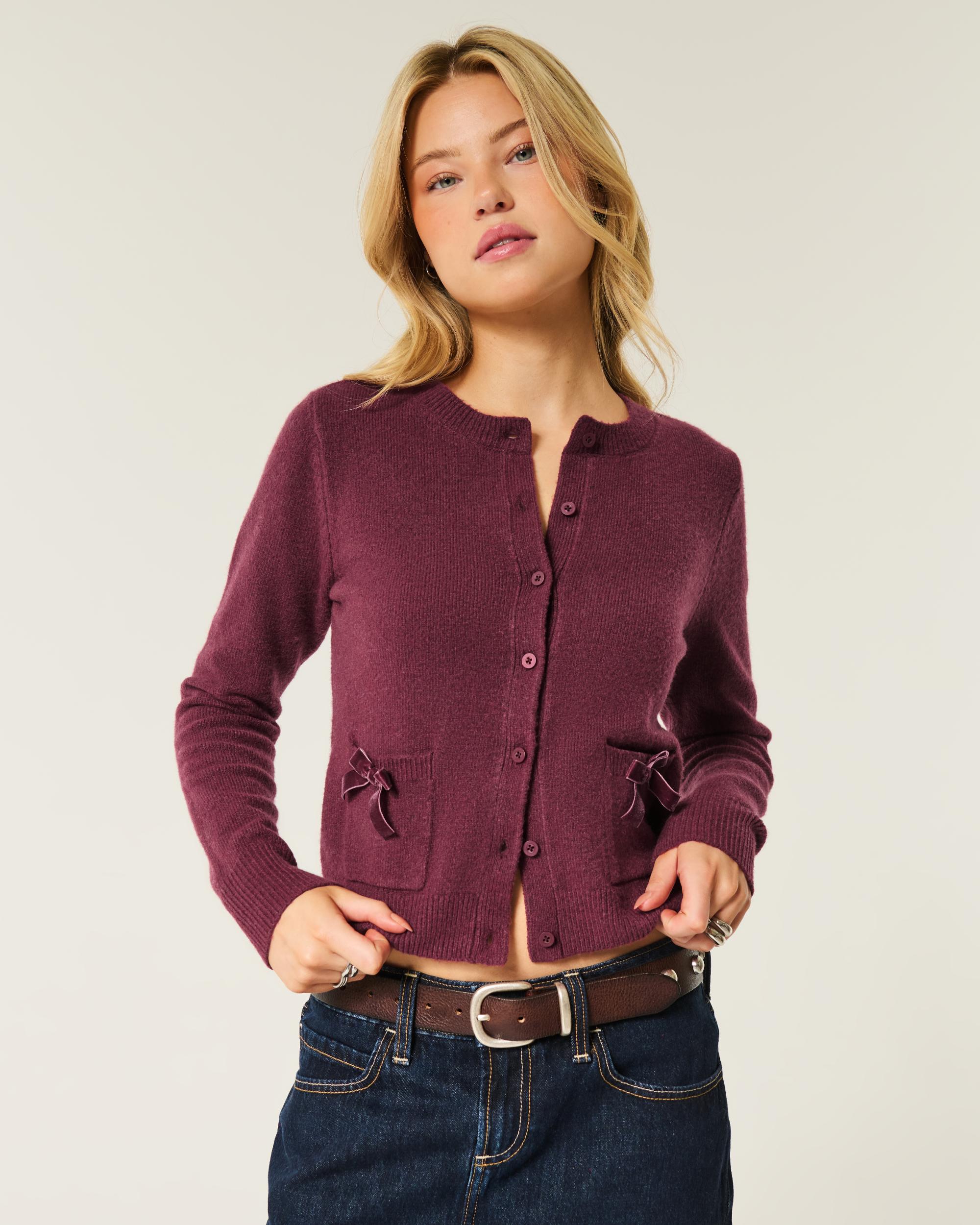 Hollister Comfy Cloud Easy Bow Pocket Cardigan Product Image