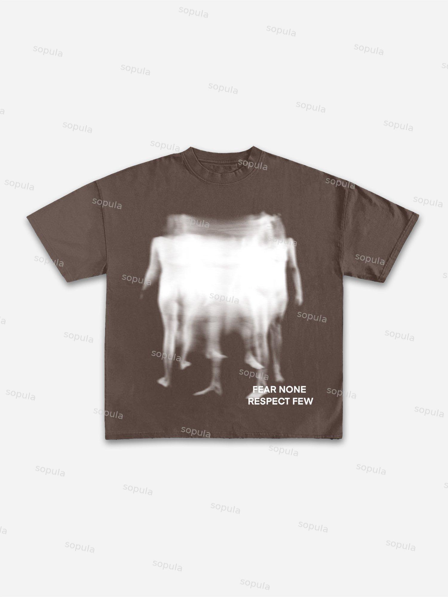 Fear None, Respect Few Abstract Fuzzy Shadow Graphic Cotton T-shirt Product Image