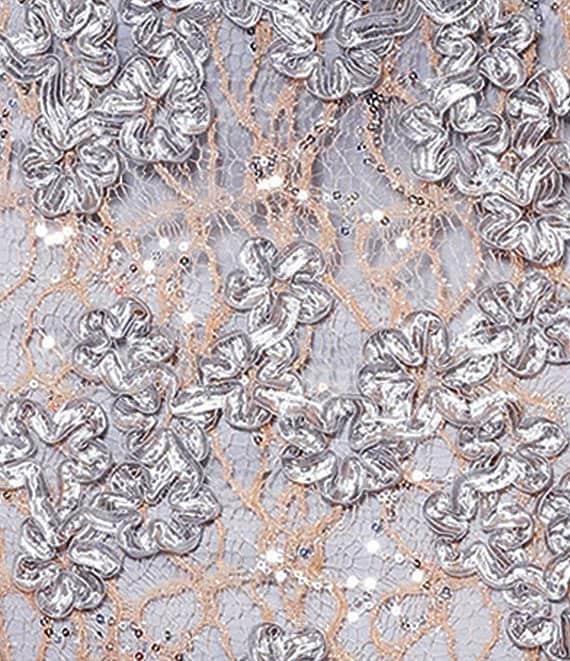 Xscape Petite Size Sleeveless Halter Soutache Lace Gown Product Image