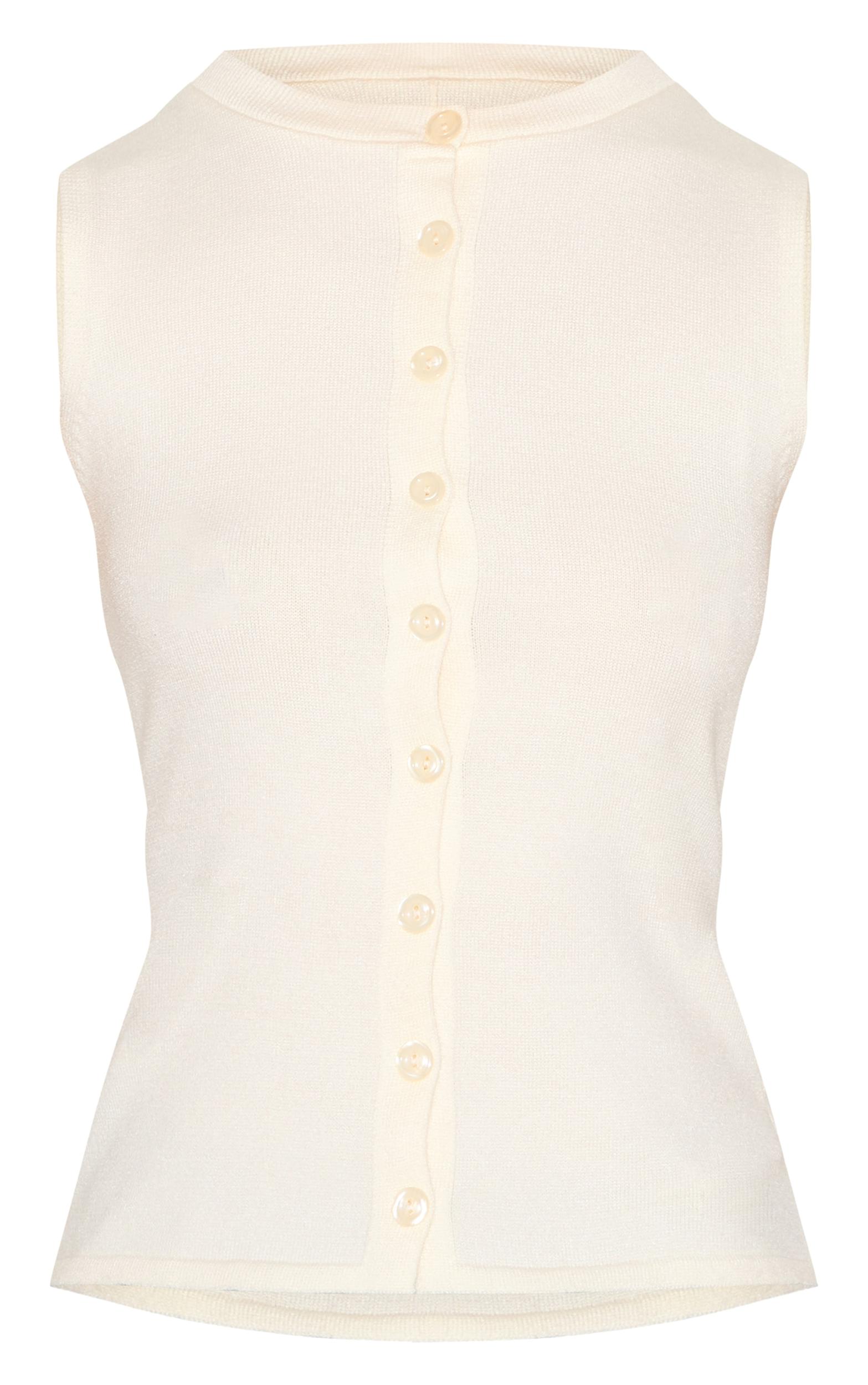 Tall Butter Cream Button Through Sleeveless Top Product Image