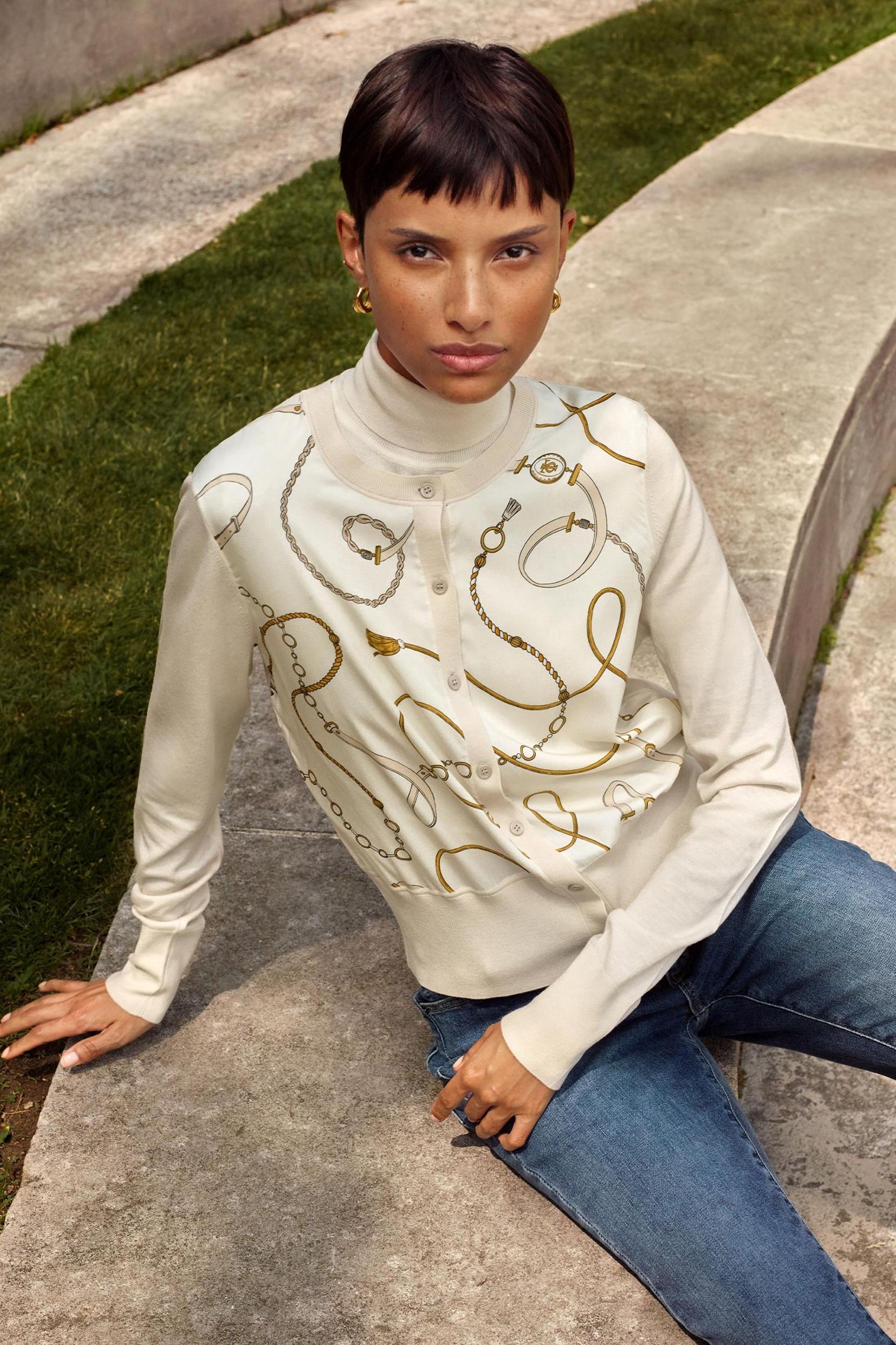 Merino Wool Cardigan with Louisville Silk Front Product Image