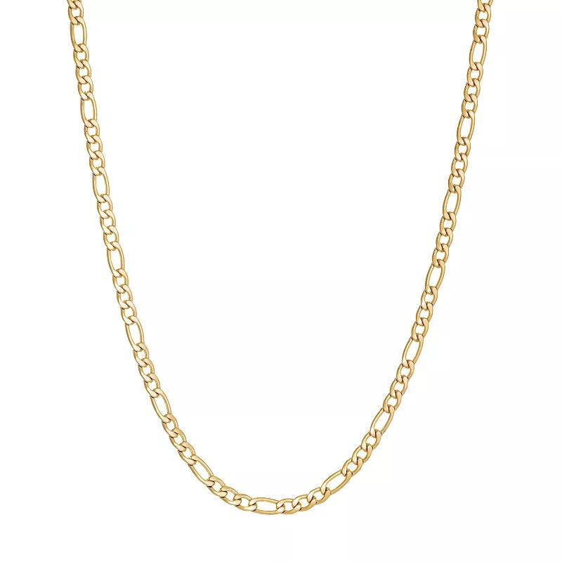 Mens LYNX Stainless Steel 3 mm Figaro Chain Necklace Gold Tone Product Image