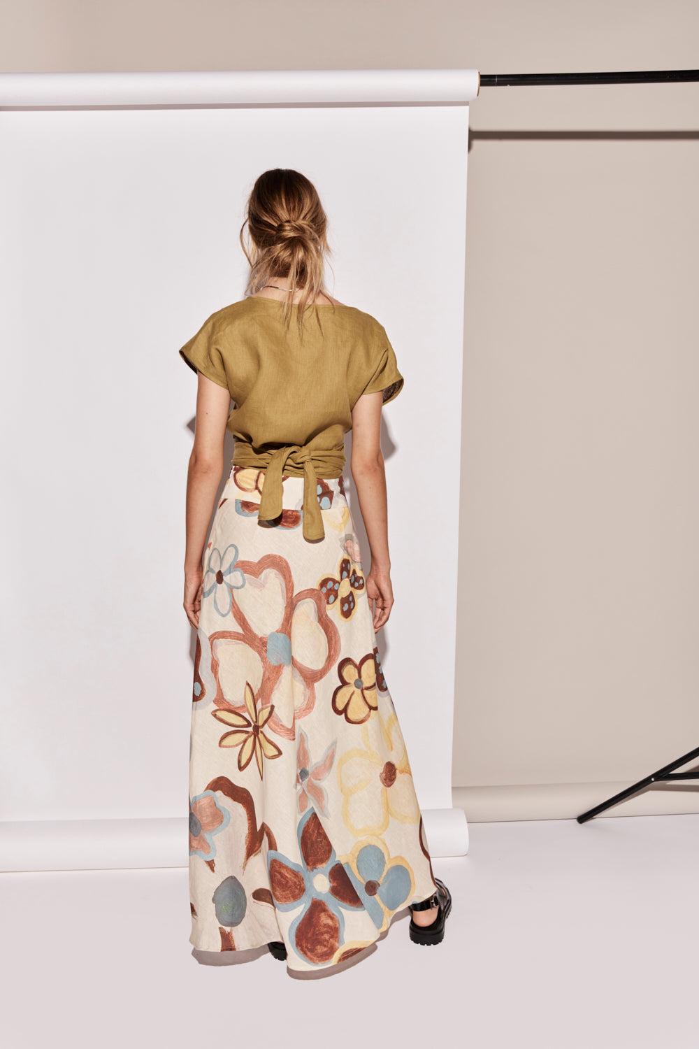 Zoé Linen Maxi Skirt Flower Product Image