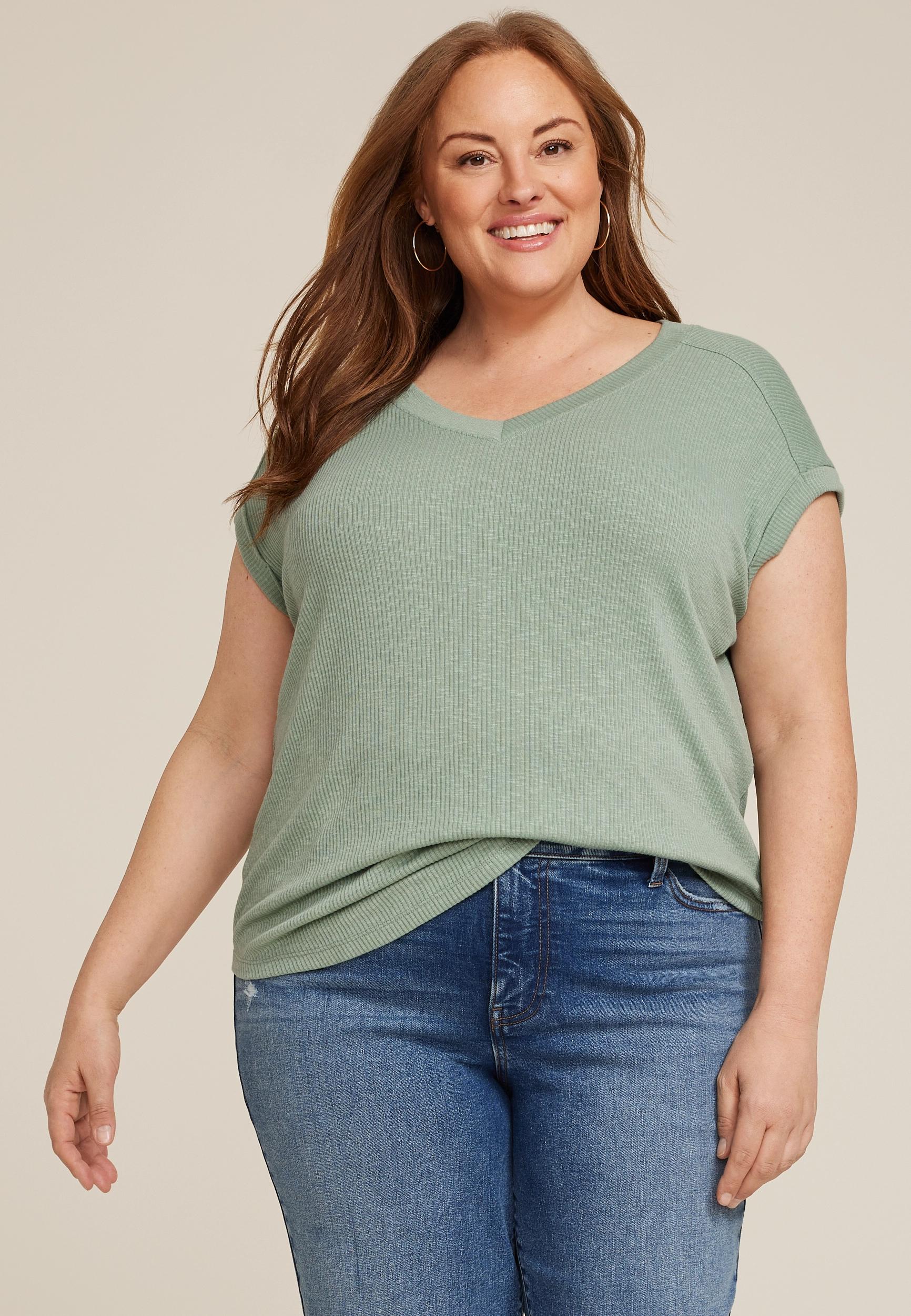 Maurices 4X Plus Size Womens 24/7 Berkley V Neck Tee Product Image