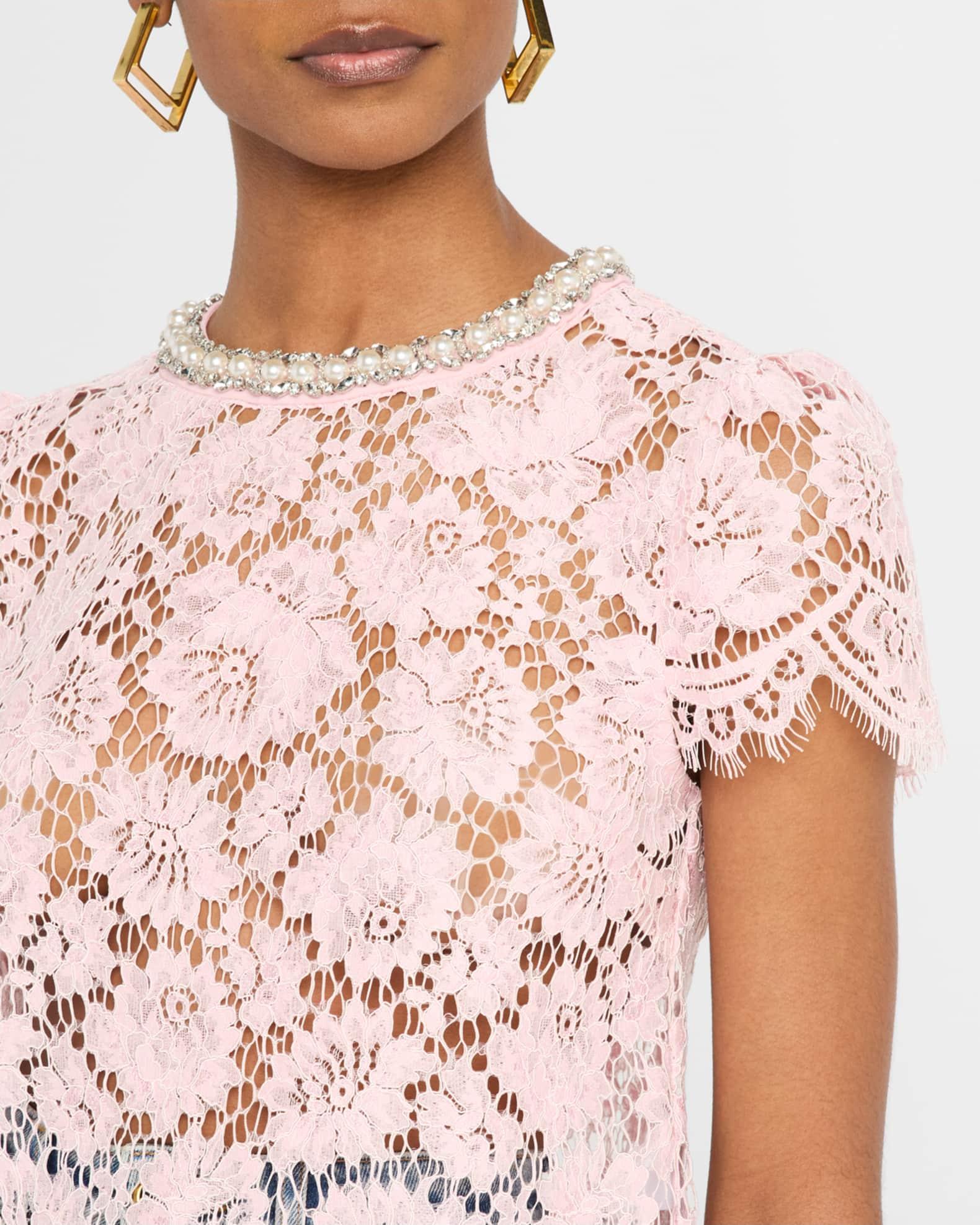 Embellished Sheer Lace Top Product Image