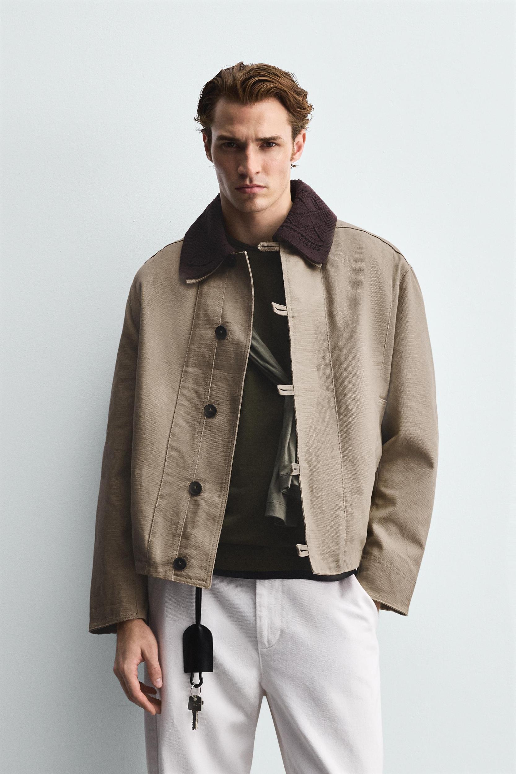 CONTRAST CROCHET COLLAR JACKET Product Image