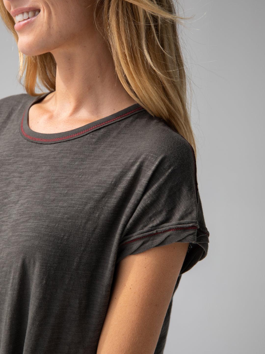 Frankie Knit Cotton Tee Midi Dress - Charcoal Product Image