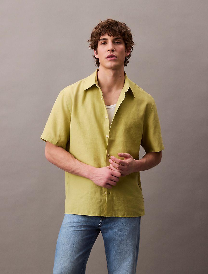 Lyocell Blend Relaxed Button-Down Shirt Product Image