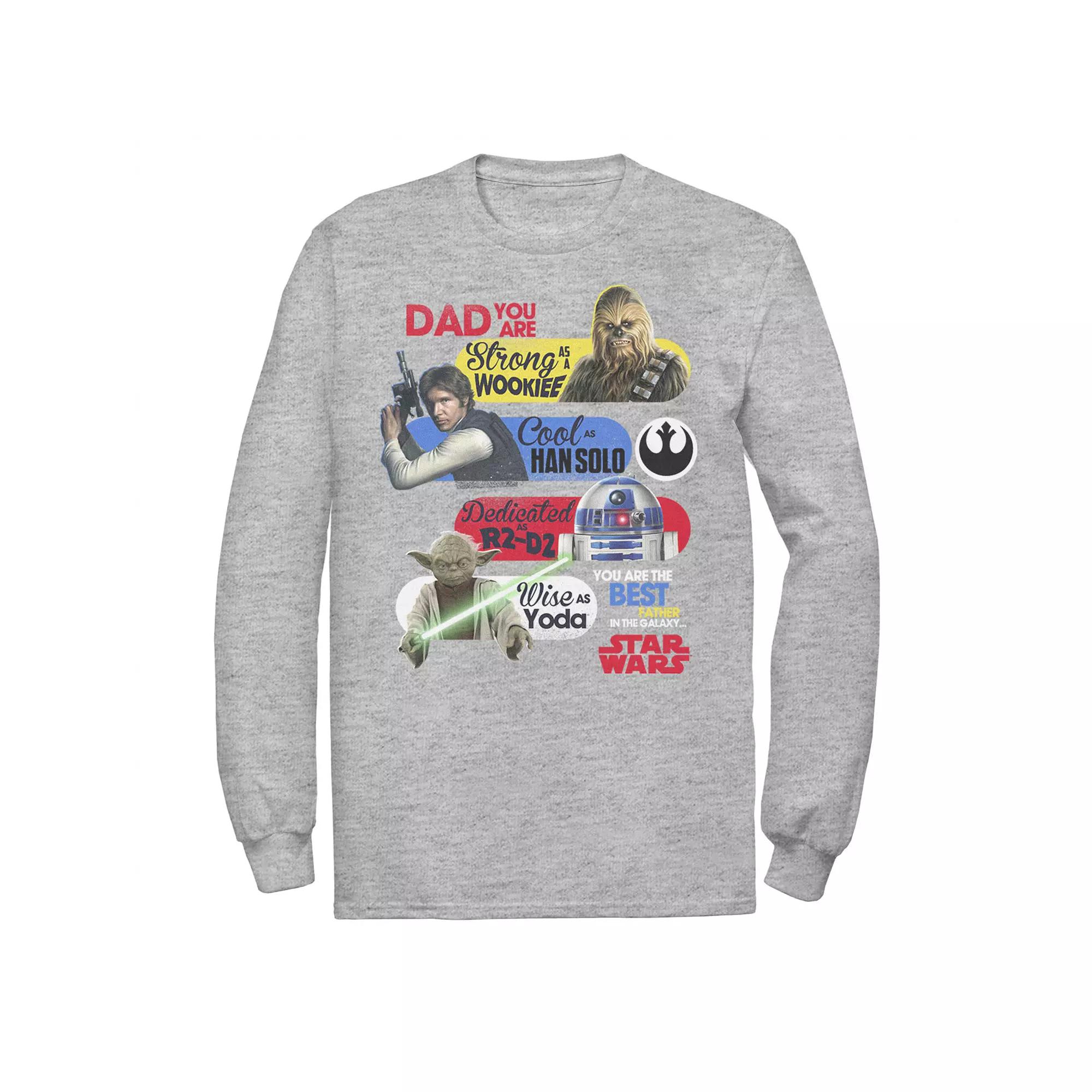 Men's Star Wars "Best Father In The Galaxy" Long Sleeve Tee, Size: Small, Athletic Grey Product Image