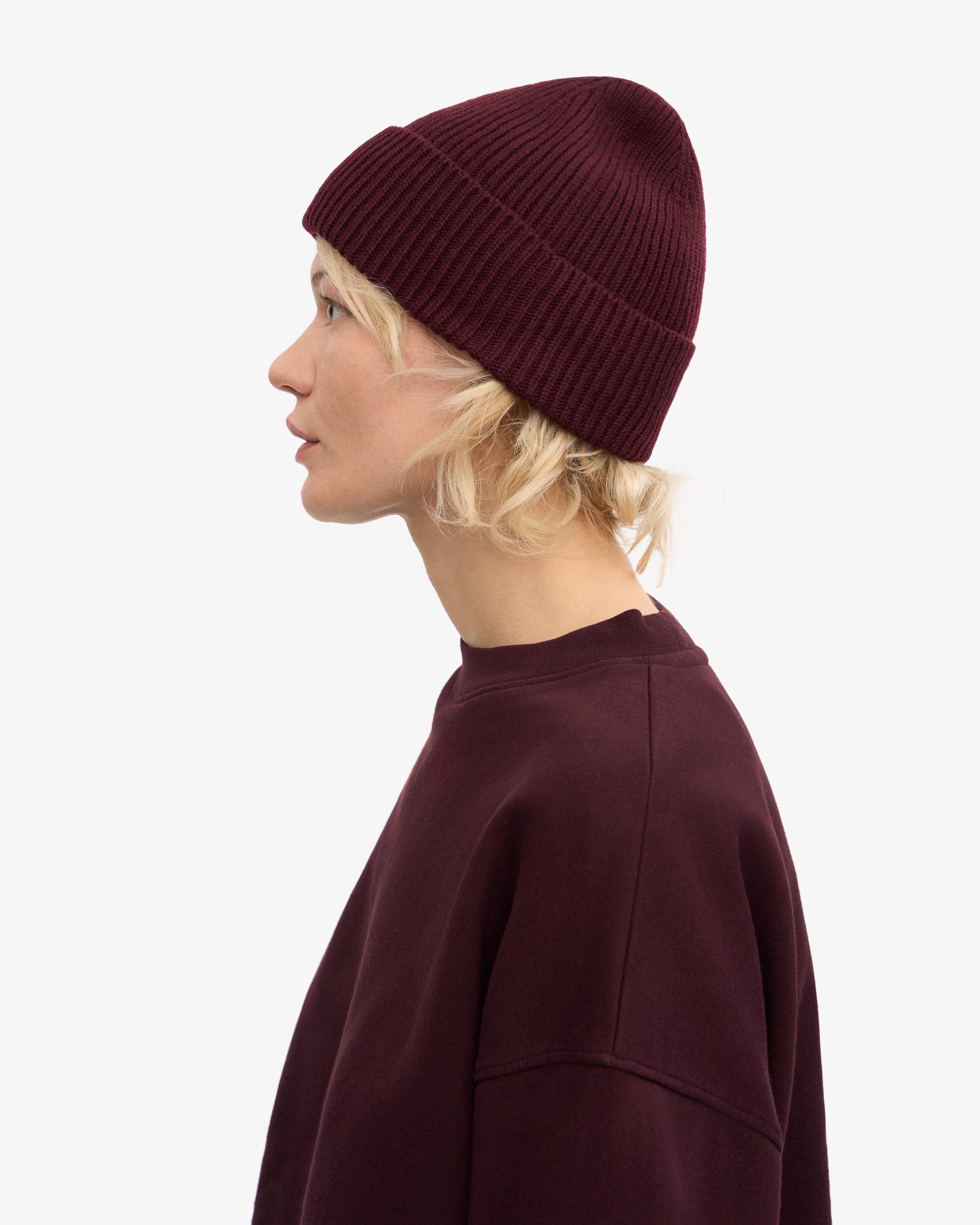 Merino Wool Beanie - Oxblood Red Product Image