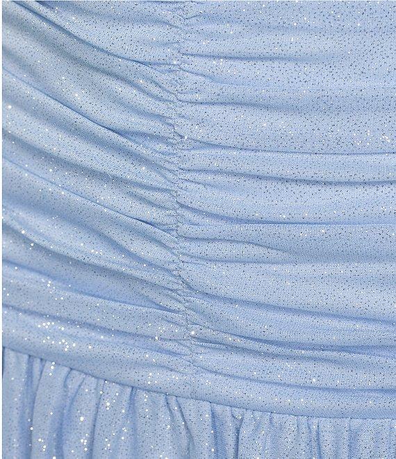 Jump Sleeveless Glitter Shirred Drop Waist Double Ruffle Flounce Hem Dress Product Image