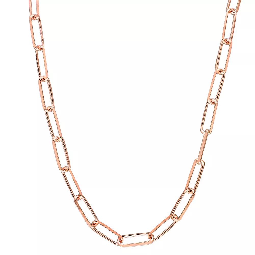 Stella Grace Sterling Silver 5 mm Paper Clip Link Chain Necklace, Women's, Size: 16", 18k Pink Plated Product Image