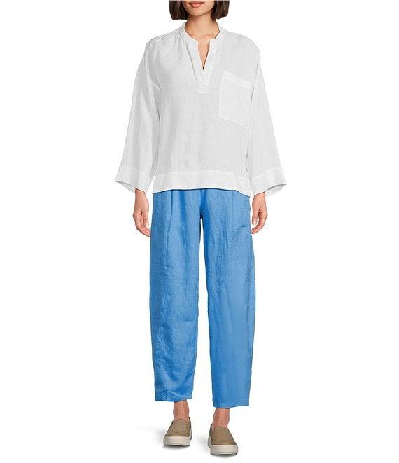 Eileen Fisher Petite Organic Linen Elastic Waist Pleated Lantern Ankle Pants Product Image