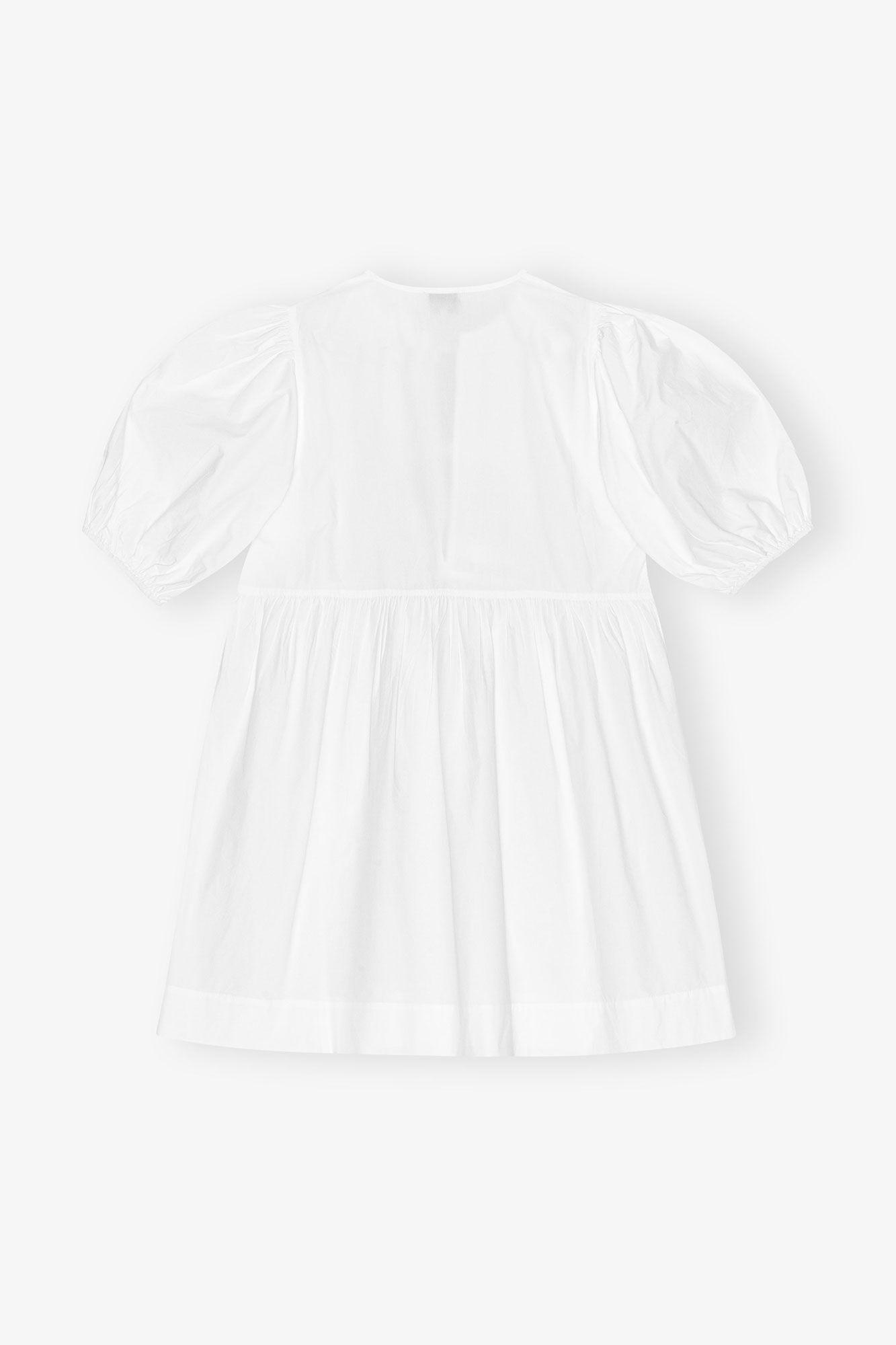 White Cotton Poplin Tie String Mini Dress Product Image