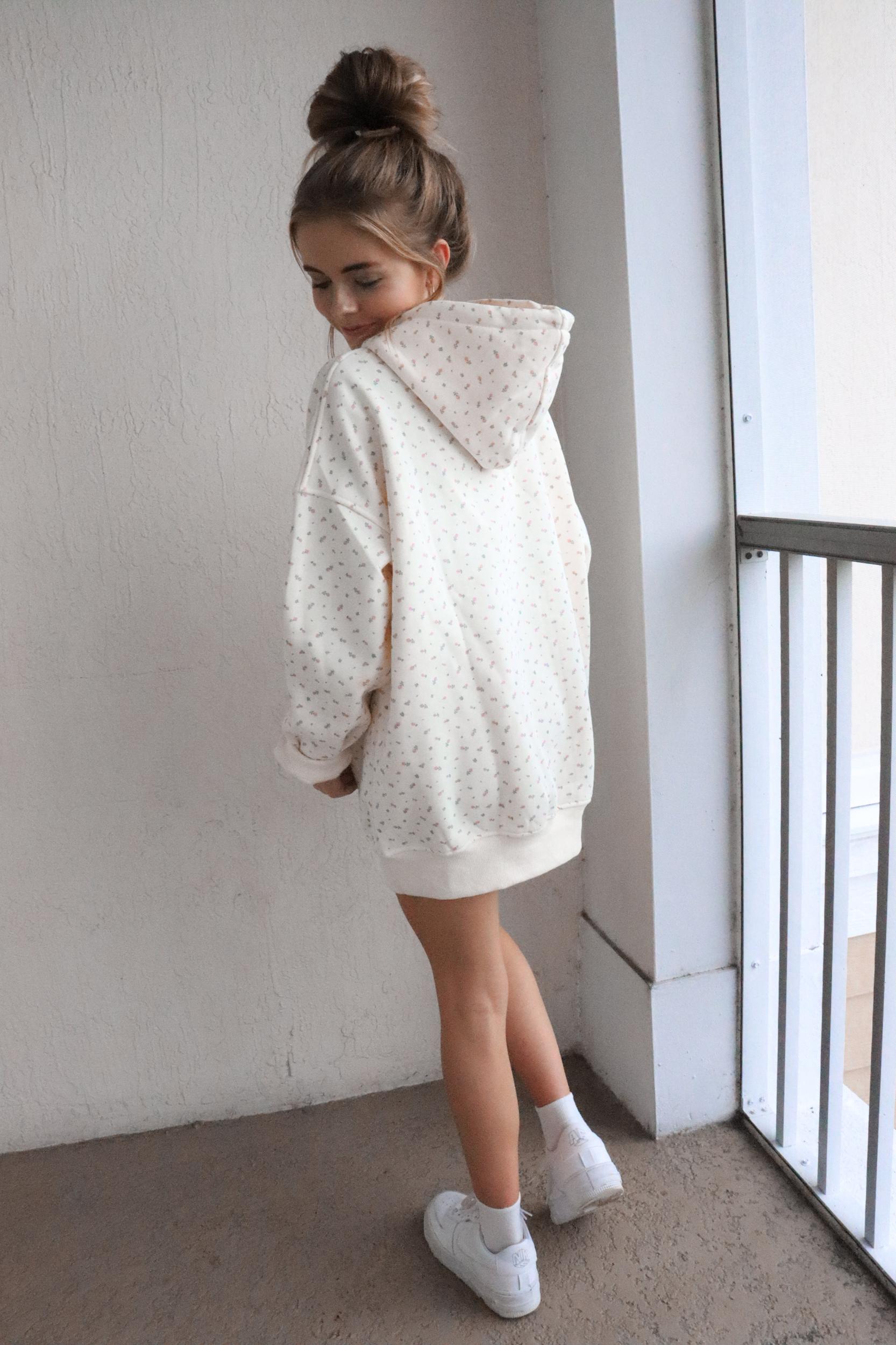 Toasted Cream Roses Embroider Hoodie Product Image