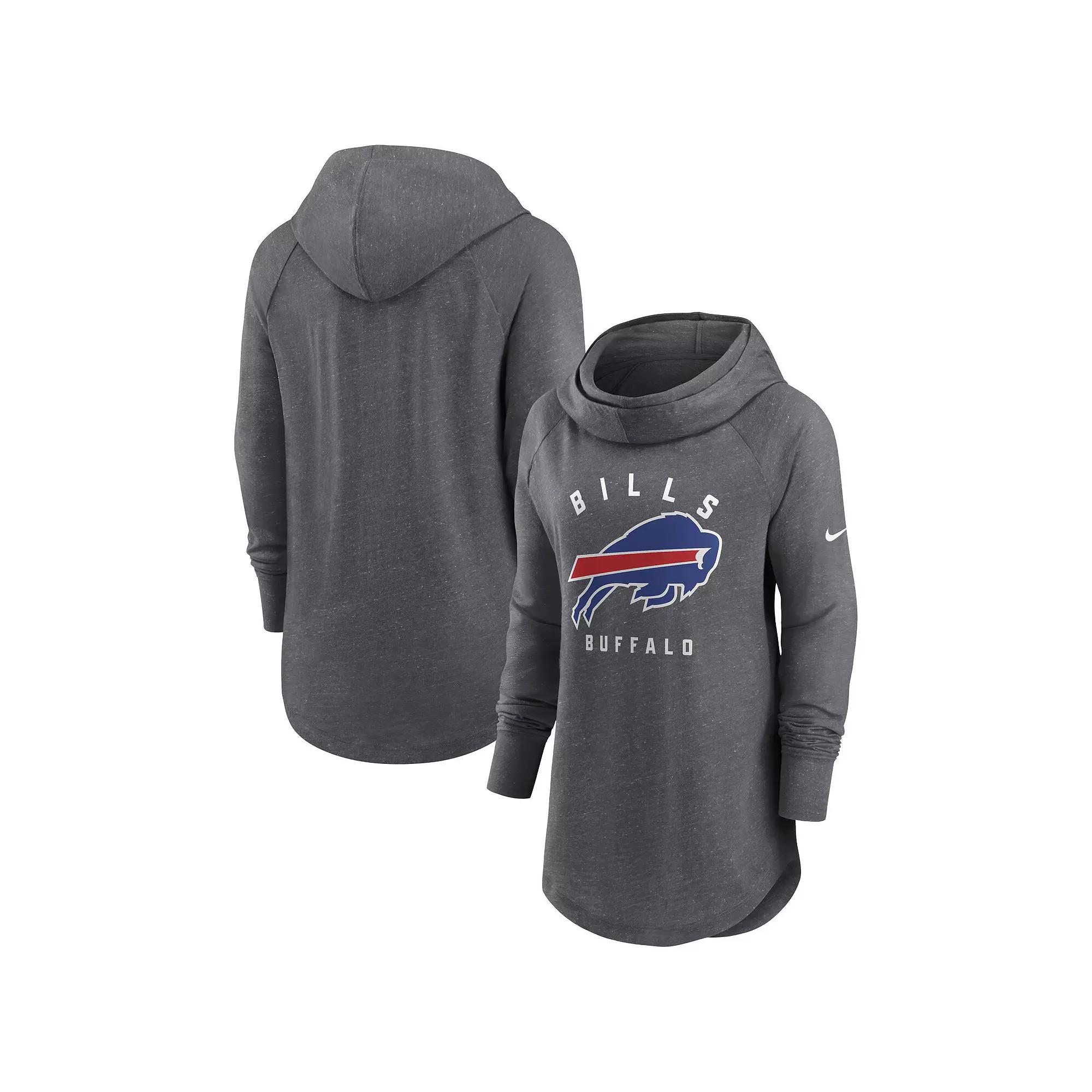 Women's Nike Heather Charcoal Buffalo Bills Raglan Funnel Neck Pullover Hoodie, Size: XS Product Image