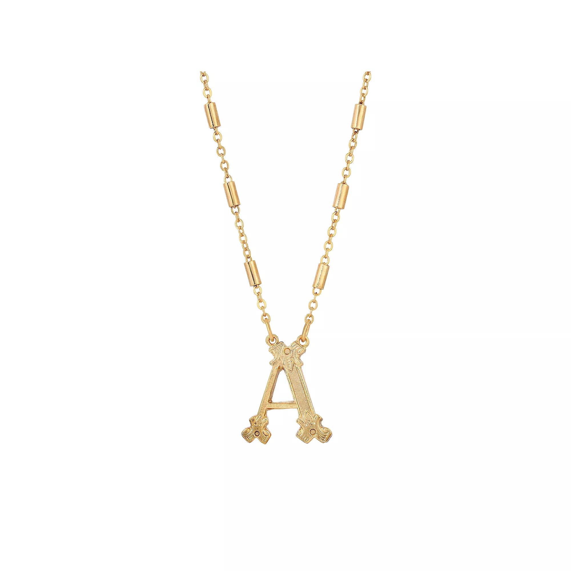 1928 Gold Tone Initial Necklace, Womens, Yellow W Product Image