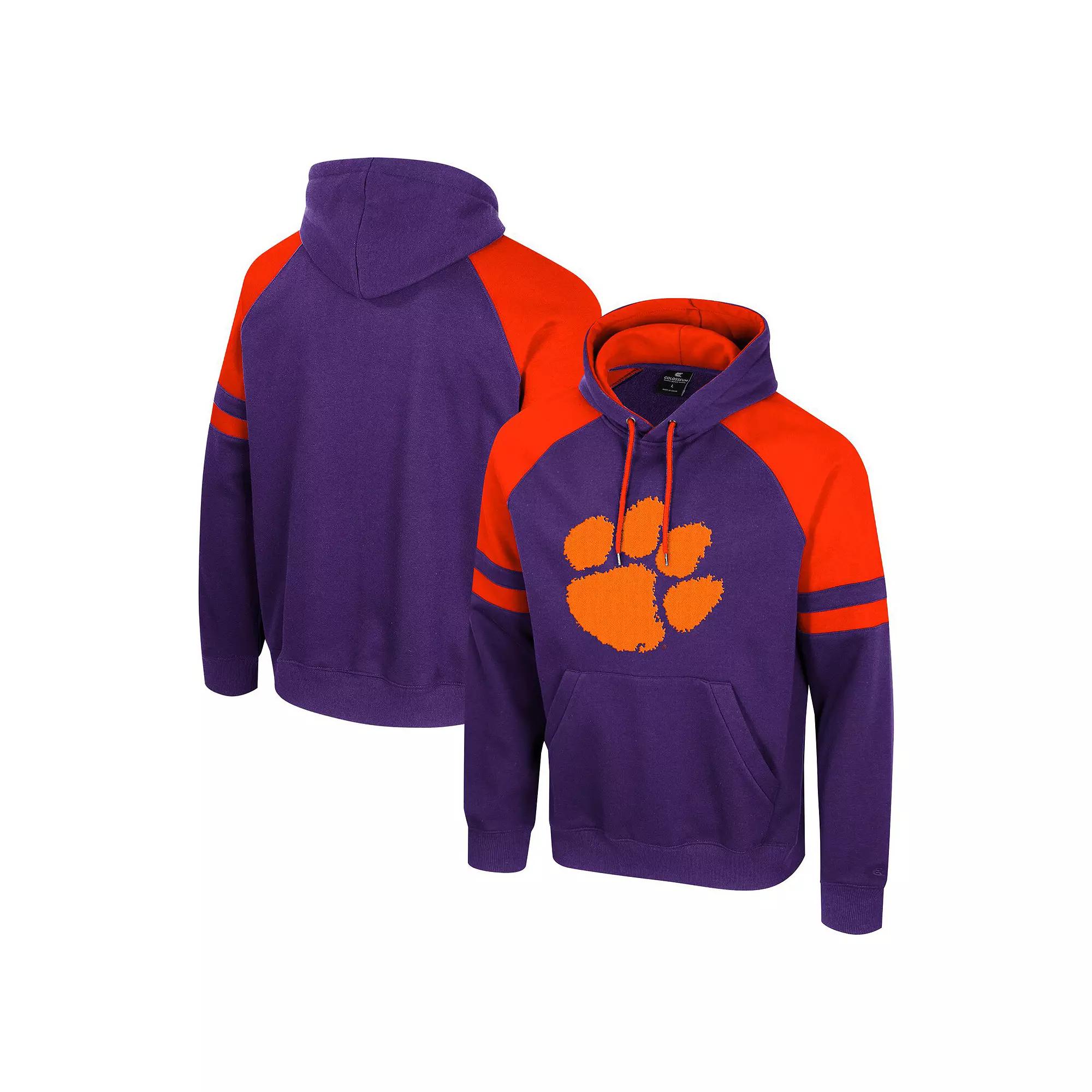 Men's Colosseum  Purple Clemson Tigers Todd Raglan Pullover Hoodie, Size: XL Product Image