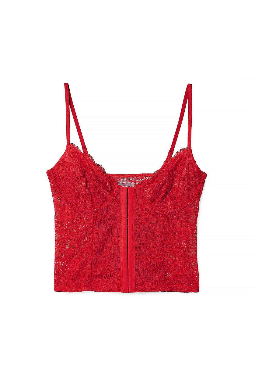 Lace Cup Corset Red Product Image