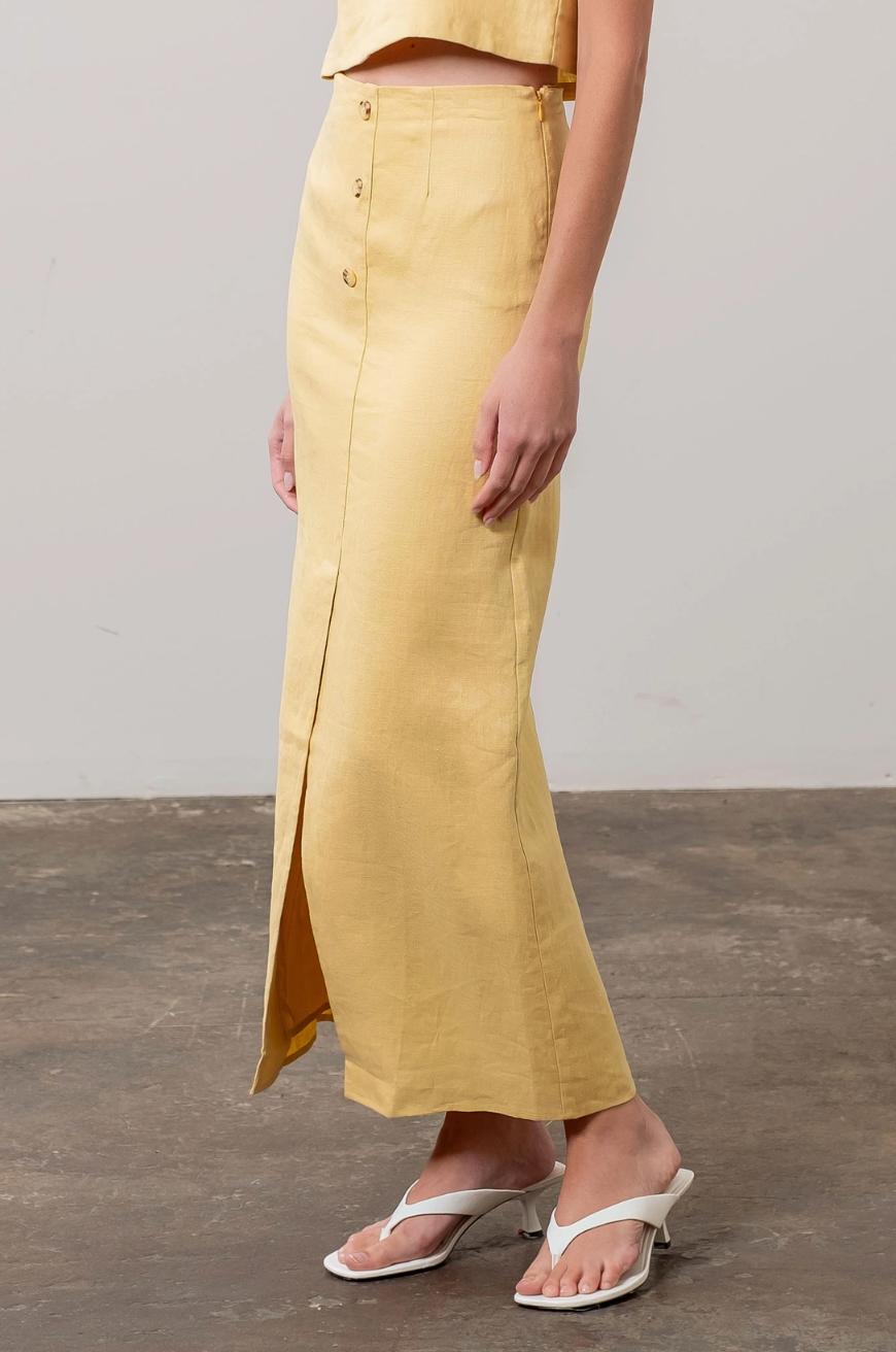 Linen Button Midi Skirt Product Image