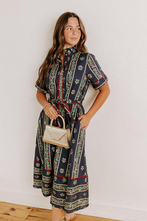 Rosewood Fields Floral Midi Dress in Navy Product Image