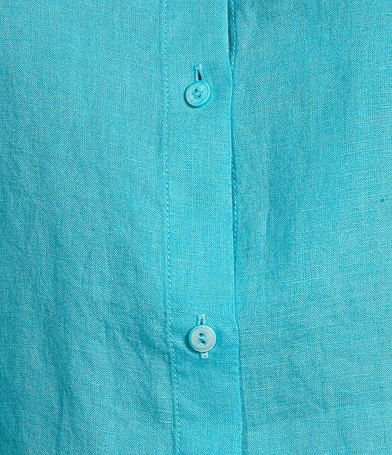 Eileen Fisher Organic Linen Handkerchief Classic Collar Button Front Long Sleeve Shirt Product Image
