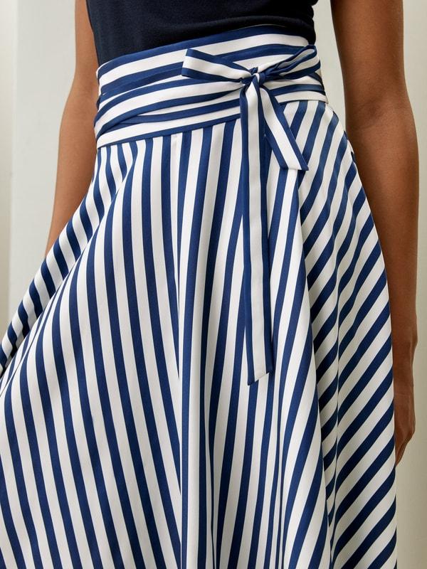 Silk Striped Midi Skirt Product Image