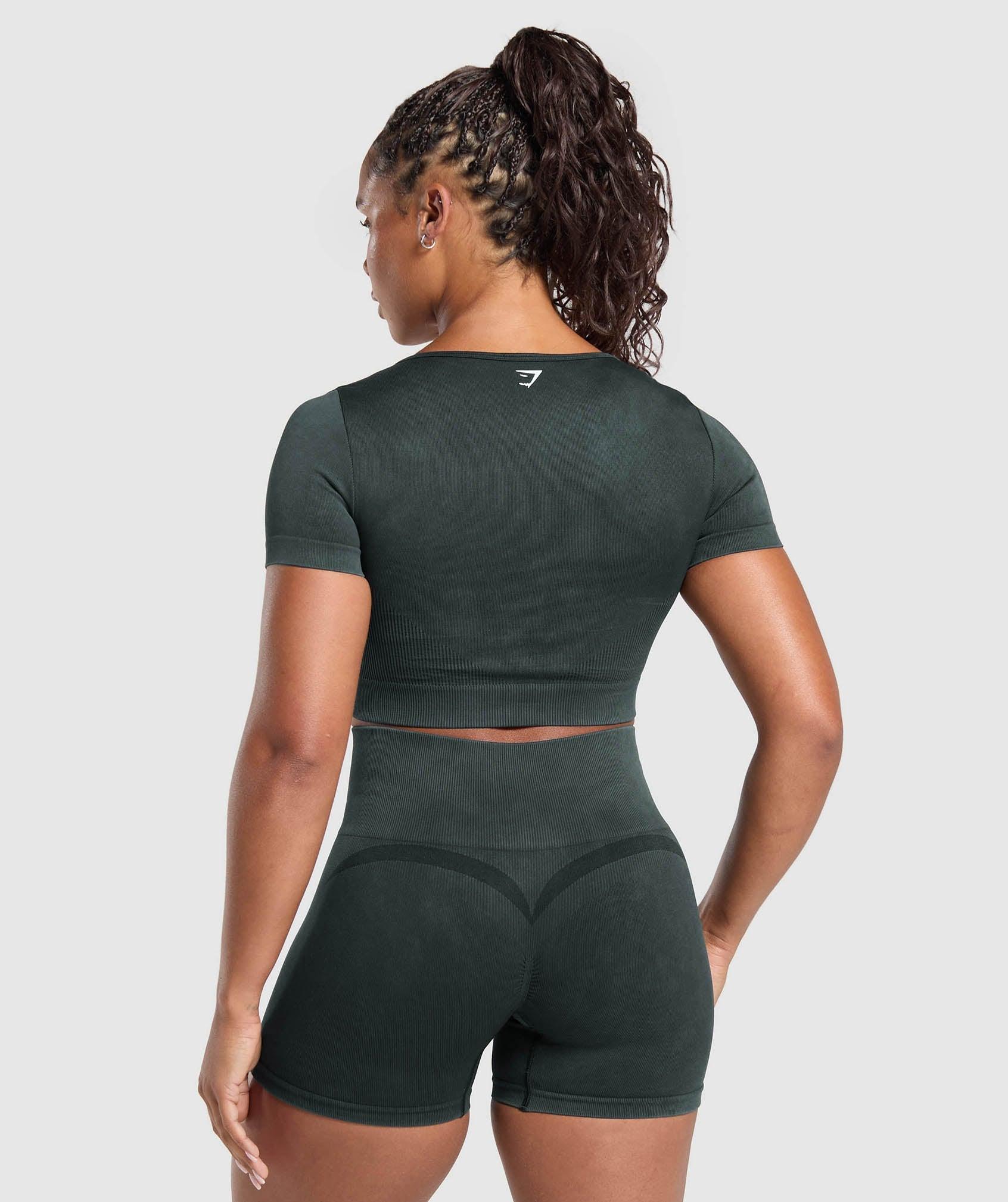 Gymshark Gains Seamless Washed Crop Top - Black Female Product Image