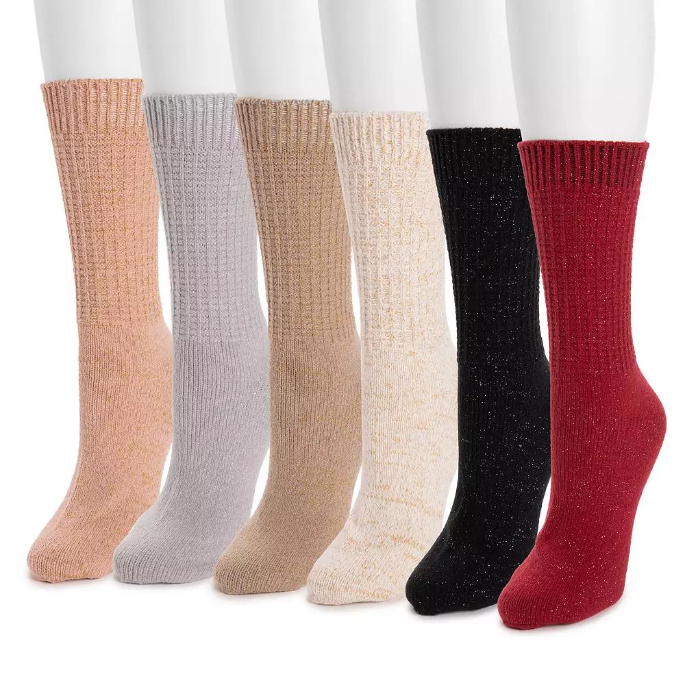 Women's MUK LUKS 6-Pack Dream Step Mini Crew Socks Set, Multi Neps Product Image