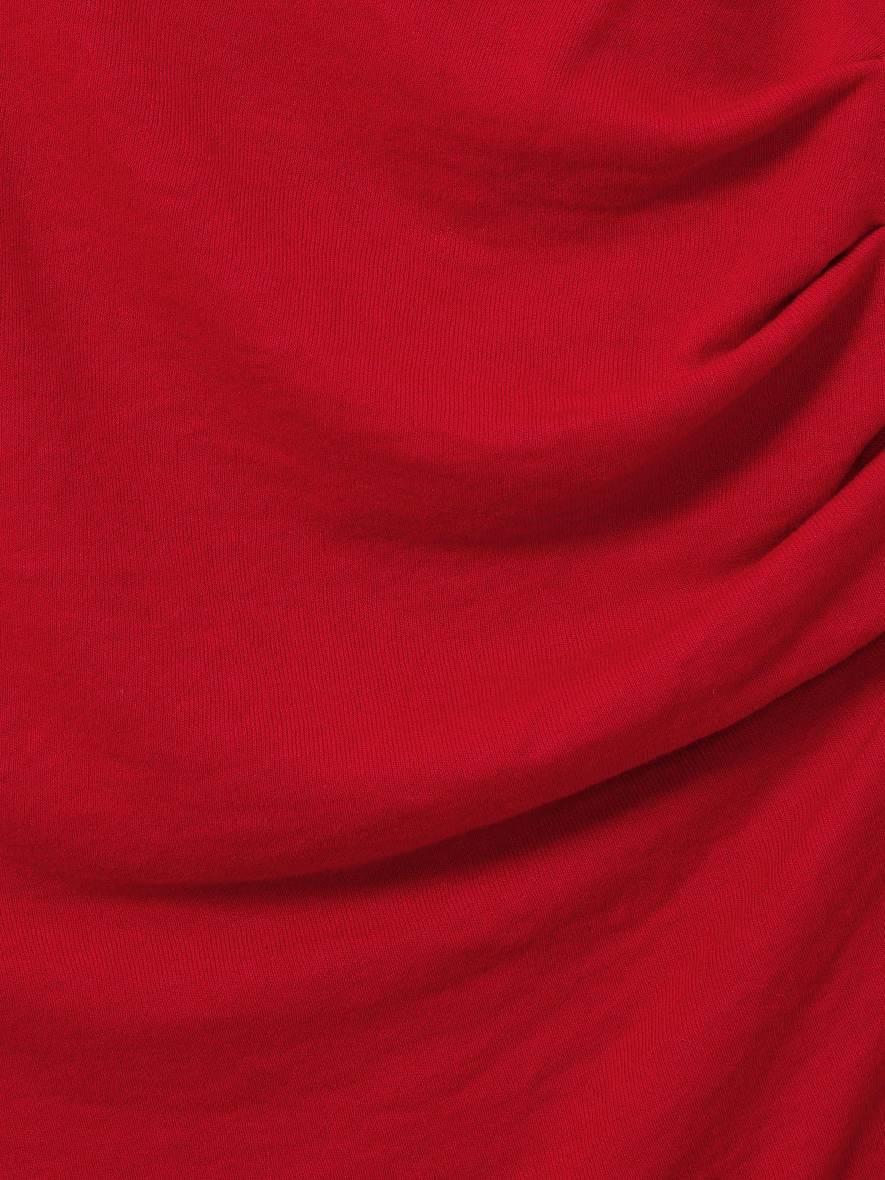 Off-The-Shoulder Jersey Midi Dress in Red Product Image