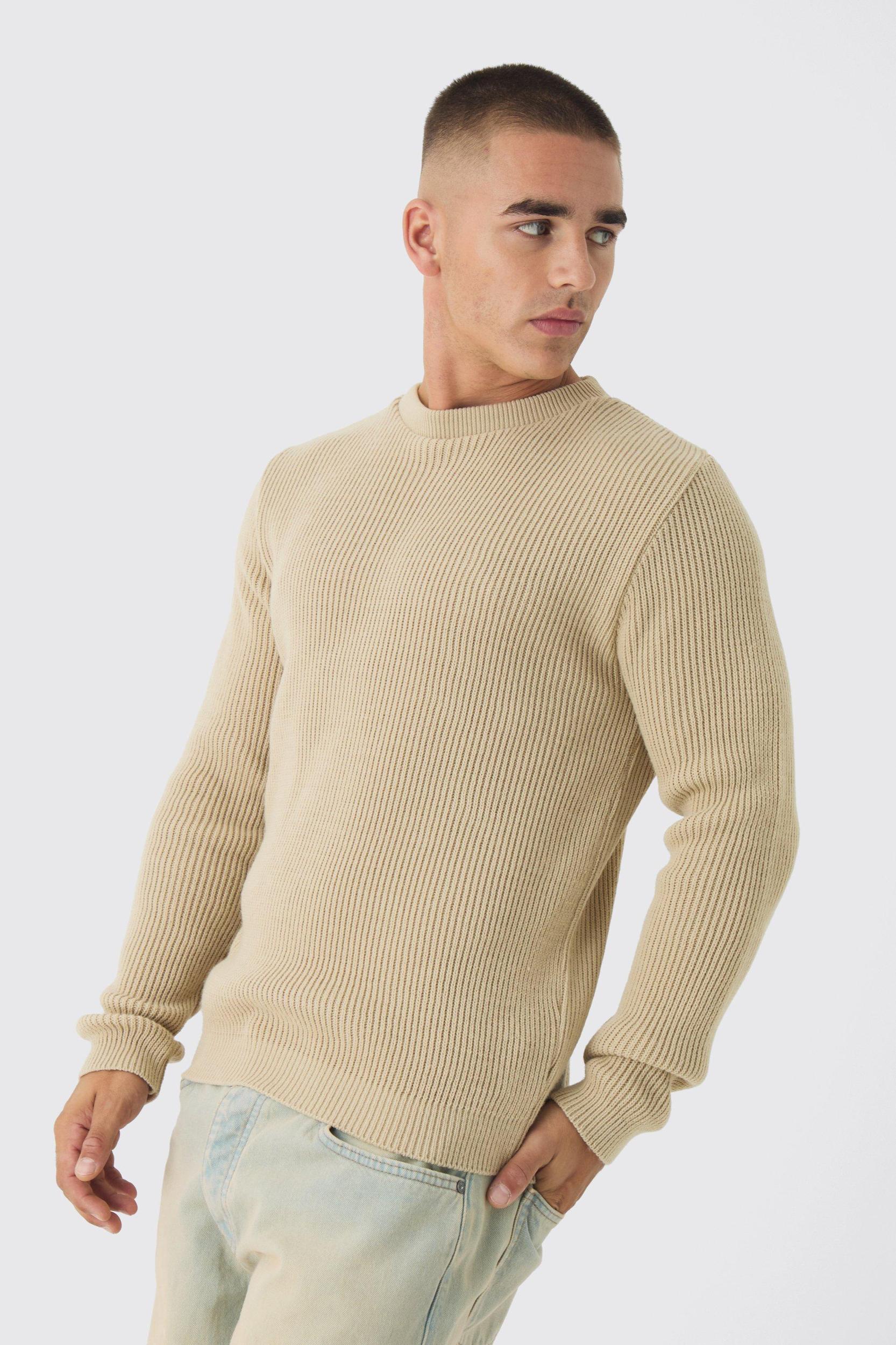 Regular Fit Rib Knit Sweater | boohooMAN USA Product Image