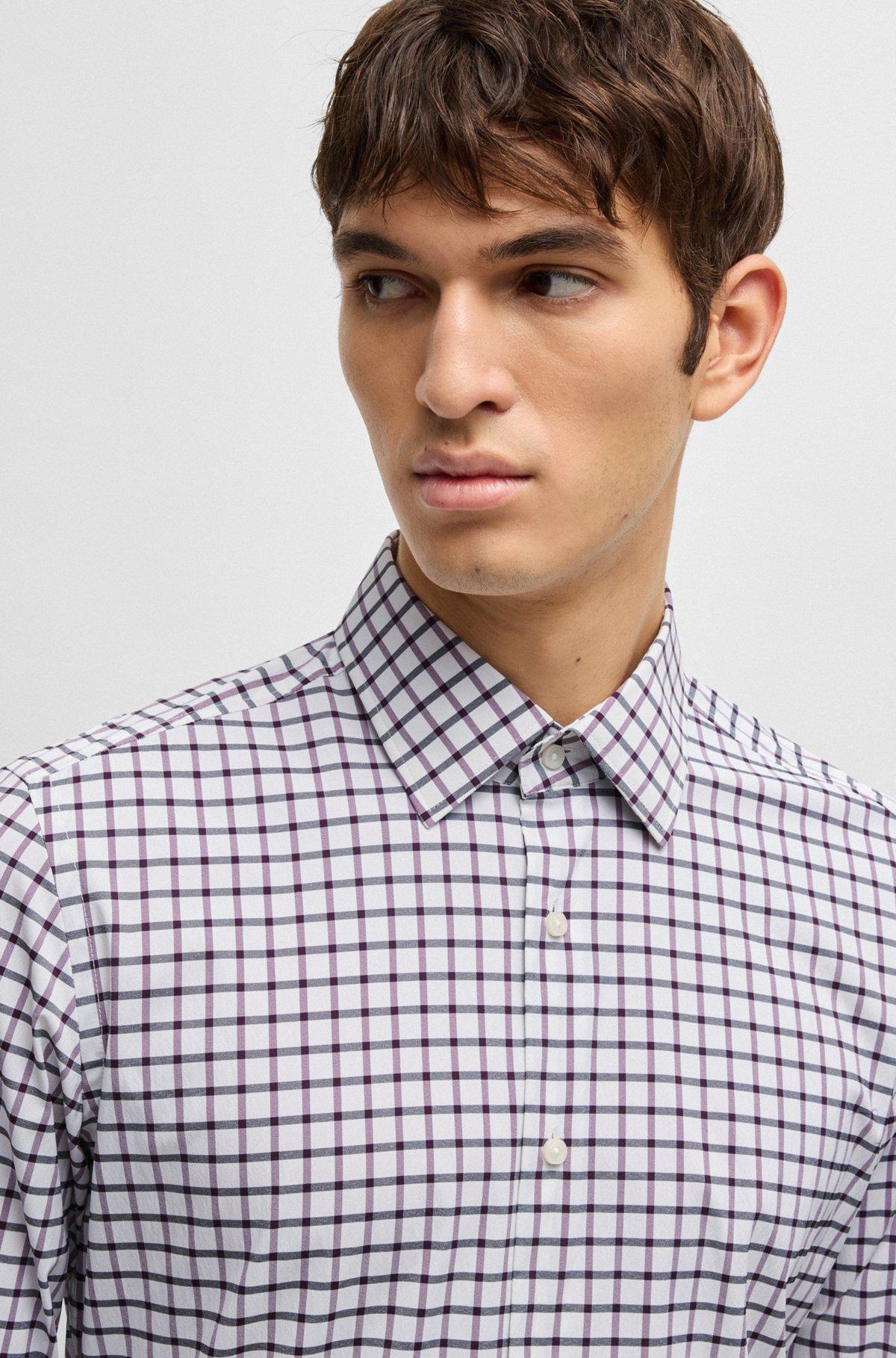 Slim-fit shirt in checked performance-stretch material Product Image